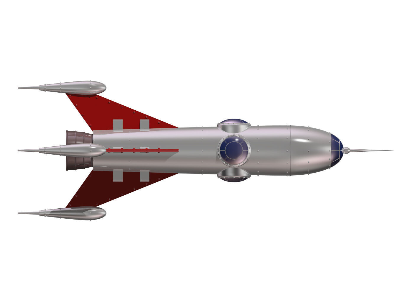 Retro rocket 3D model_4