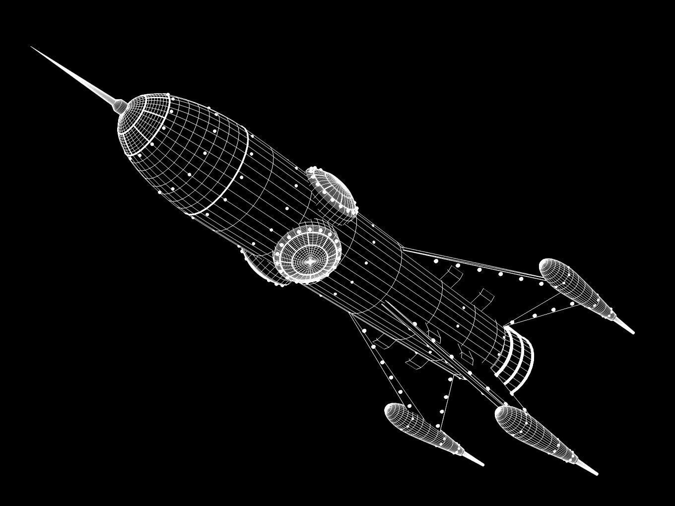 Retro rocket 3D model_7