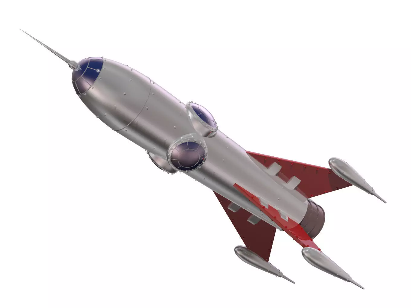 Retro rocket 3D model_0