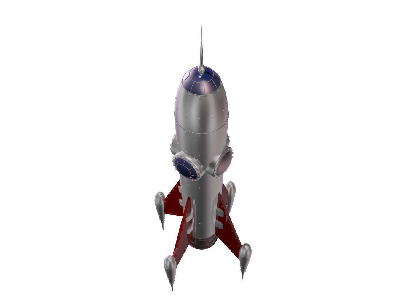 Retro rocket 3D model_1
