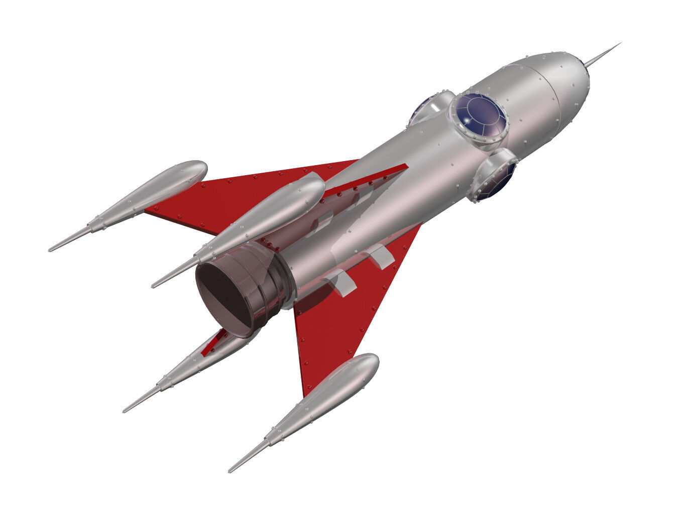 Retro rocket 3D model_3