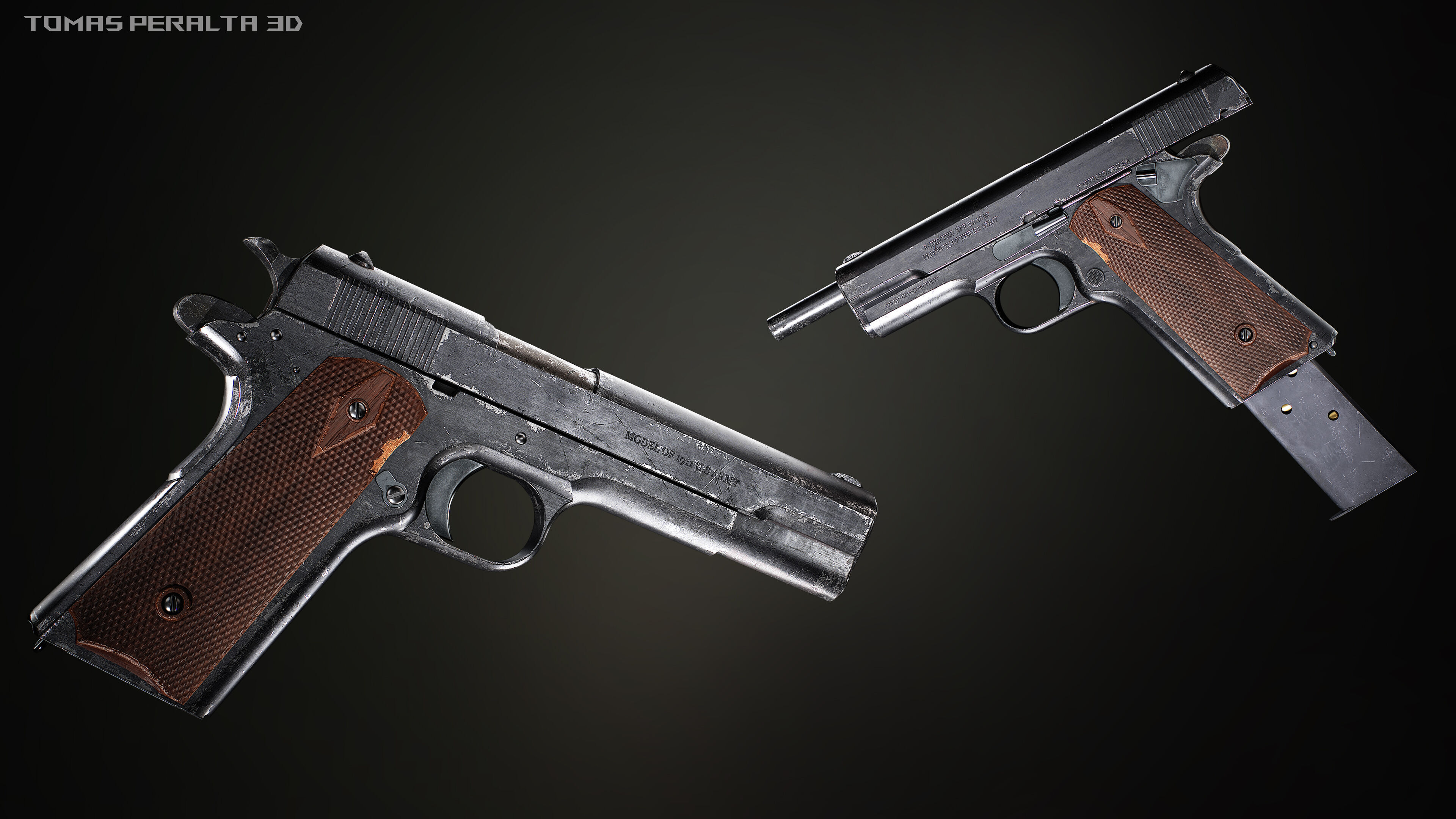 M1911 Pistol Low-poly 3D model_4