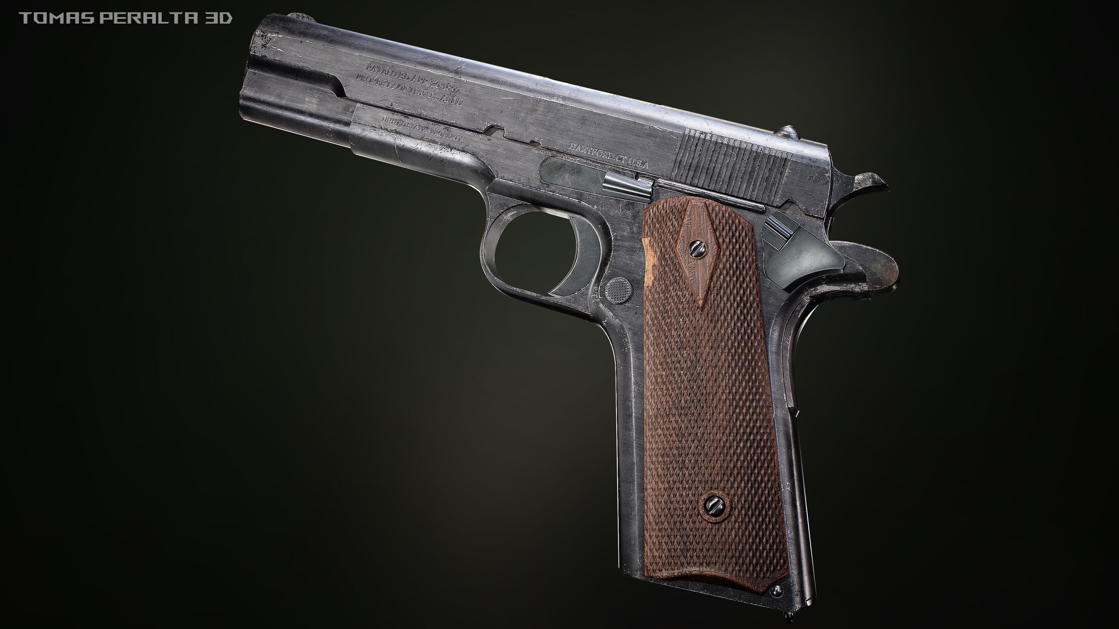 M1911 Pistol Low-poly 3D model_3