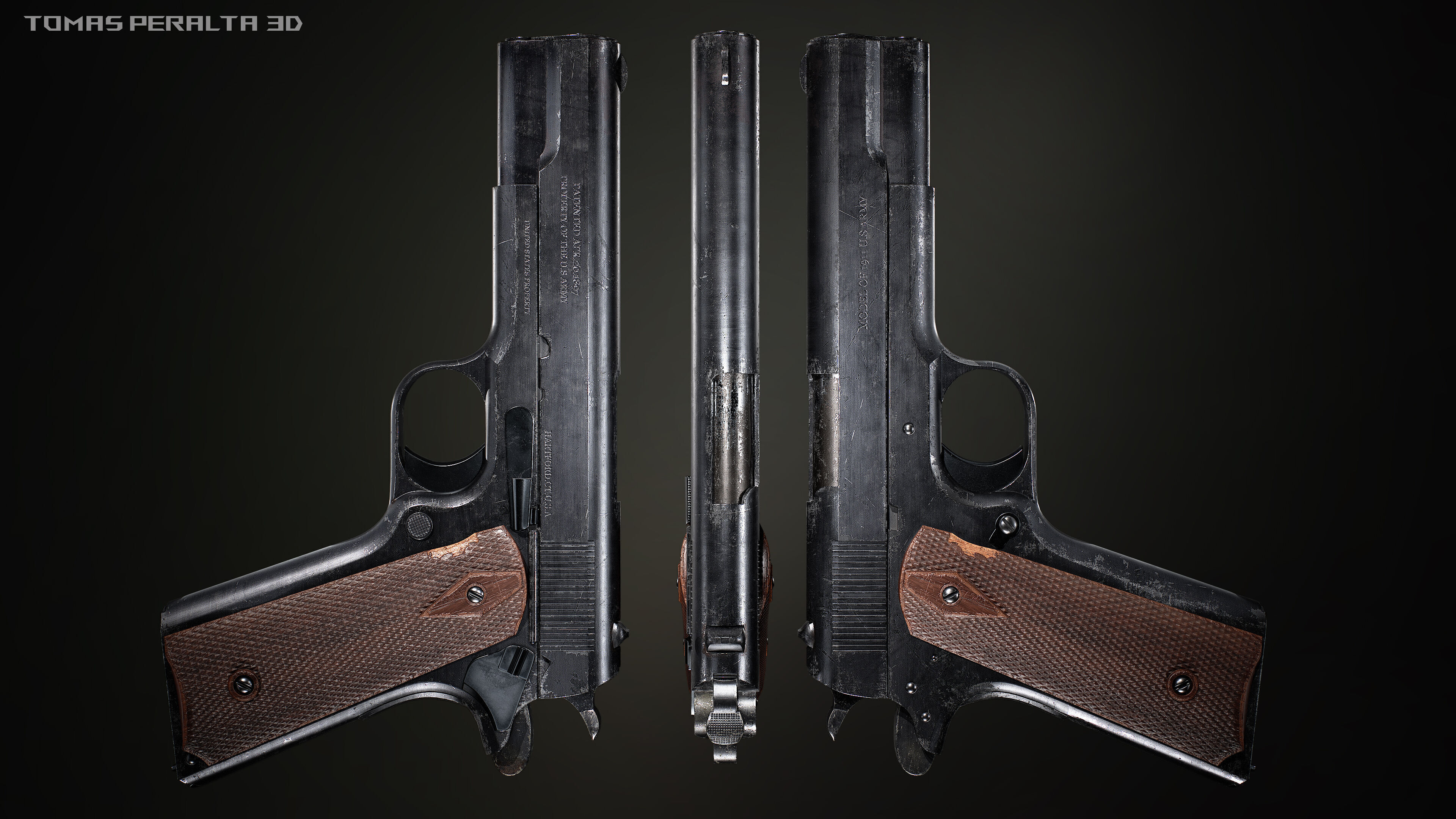 M1911 Pistol Low-poly 3D model_1