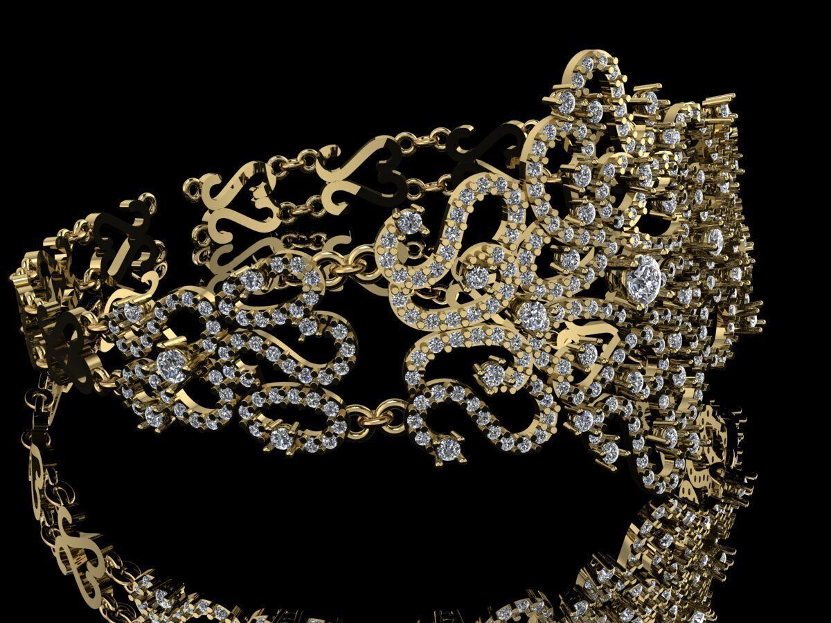 Gold bracelt 3D print model_2