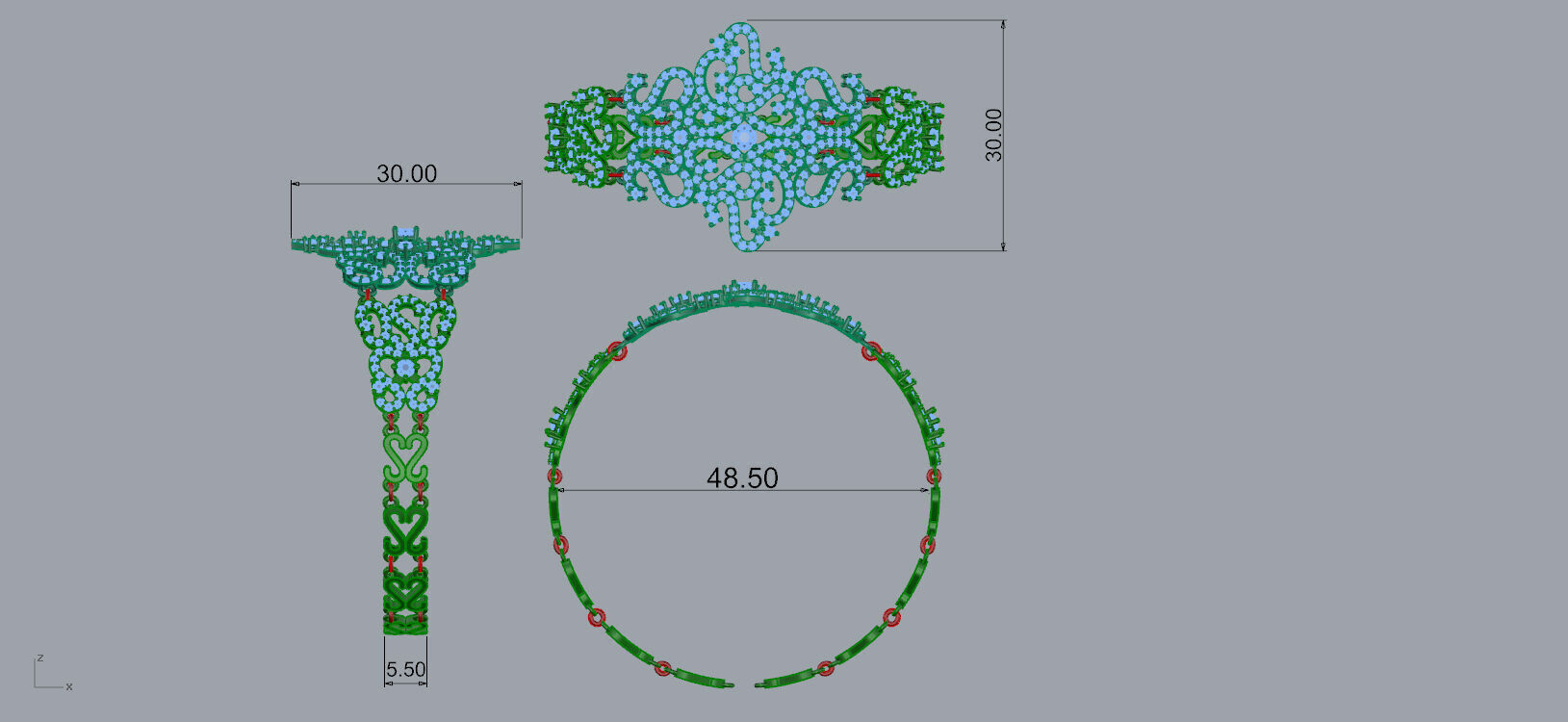 Gold bracelt 3D print model_4