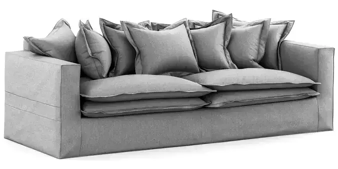 Hampton Gray Fabric Comfy Sofa Low-poly 3D model