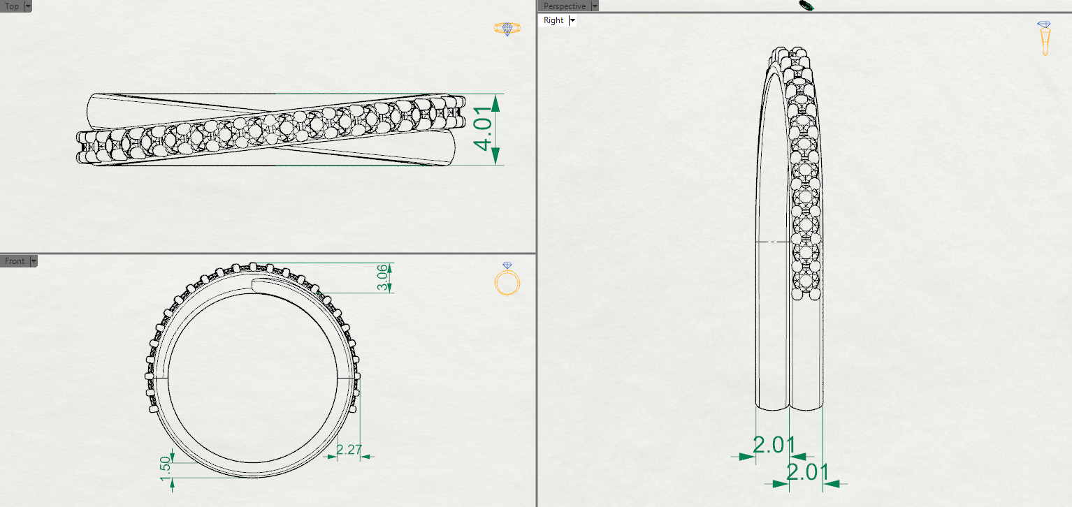 Wedding band with diamonds 3D print model_2