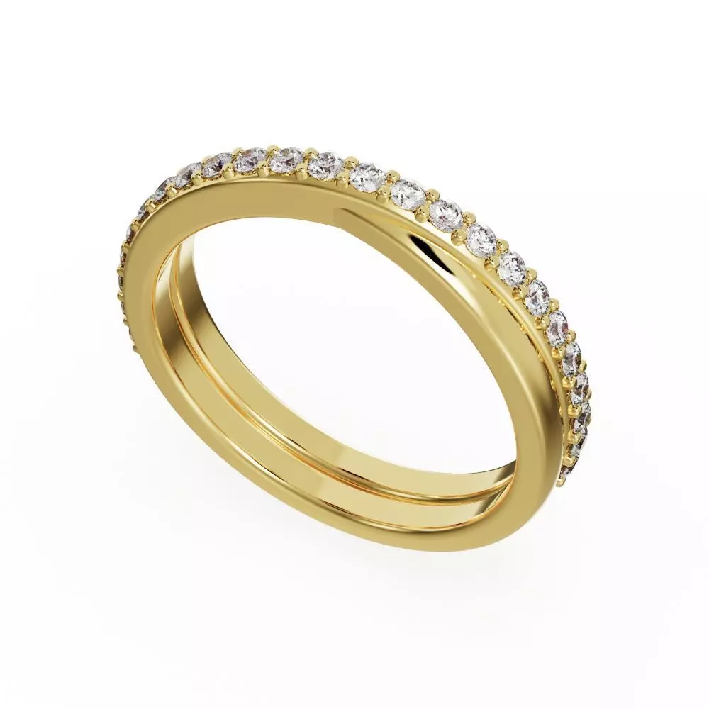 Wedding band with diamonds 3D print model_0