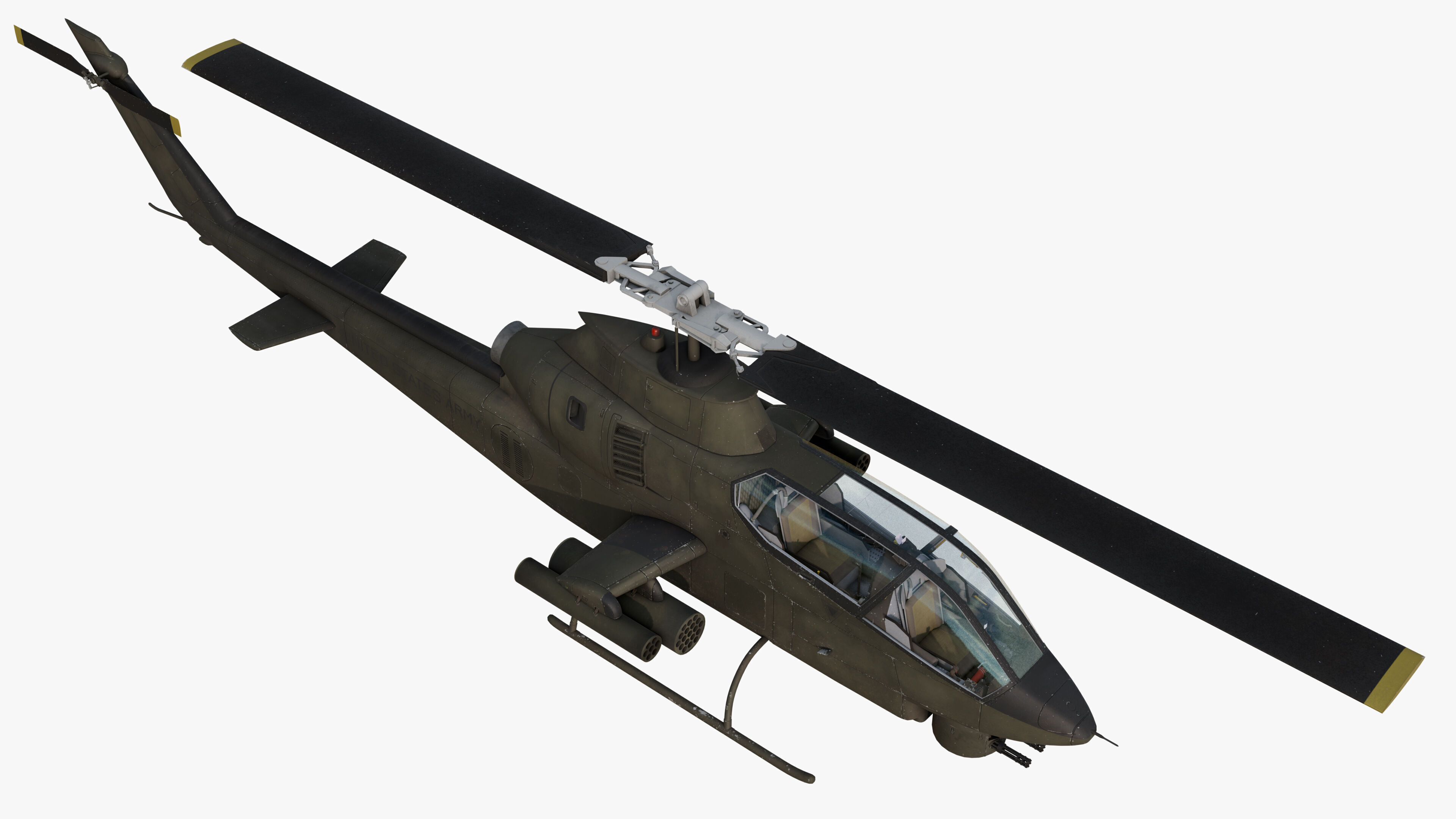 AH1G Cobra US Army Attack Helicopter Game Ready PBR 8K Model Low-poly 3D model_14