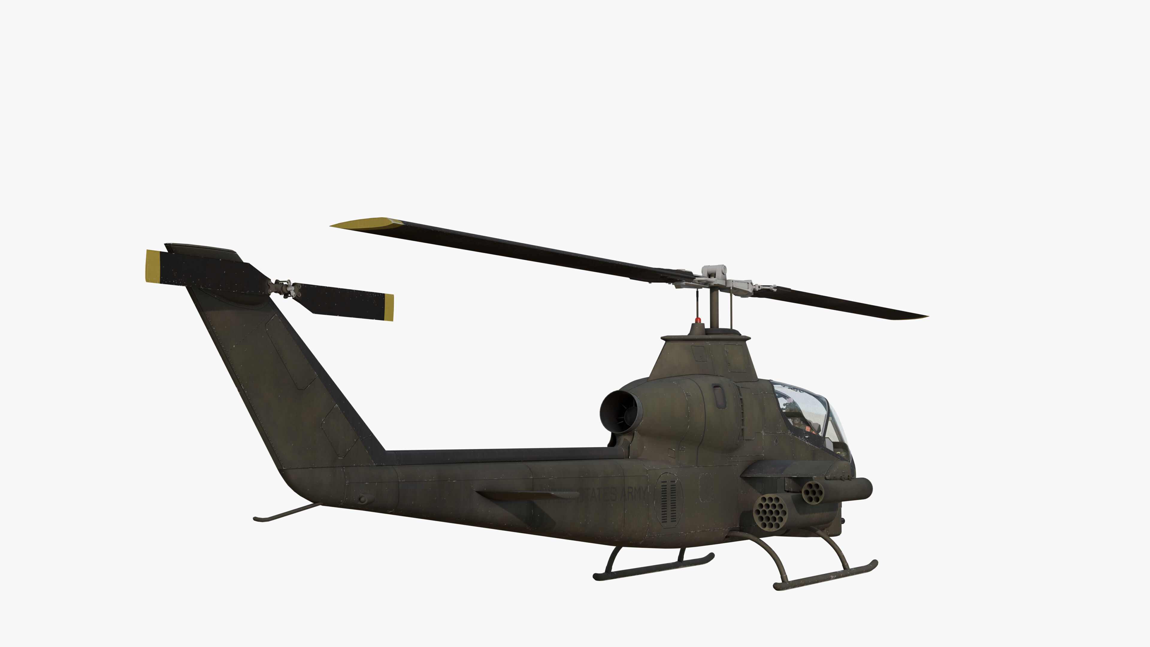 AH1G Cobra US Army Attack Helicopter Game Ready PBR 8K Model Low-poly 3D model_5