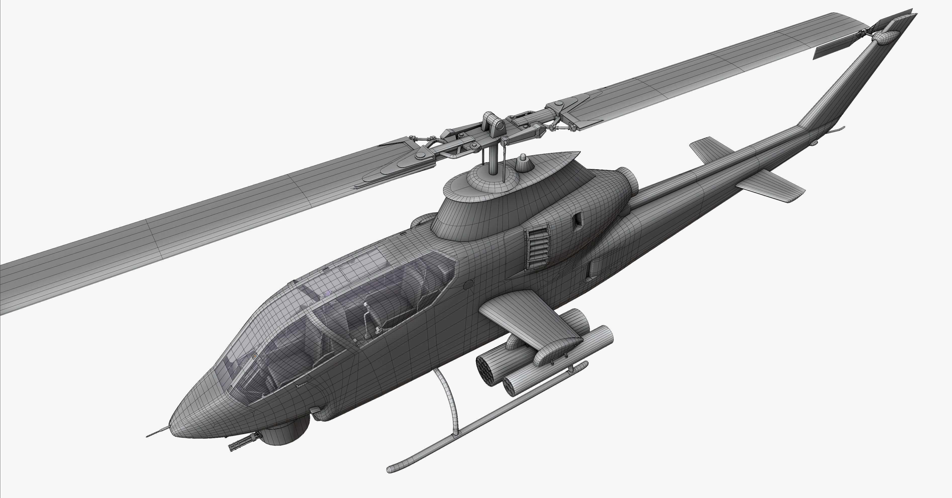 AH1G Cobra US Army Attack Helicopter Game Ready PBR 8K Model Low-poly 3D model_29