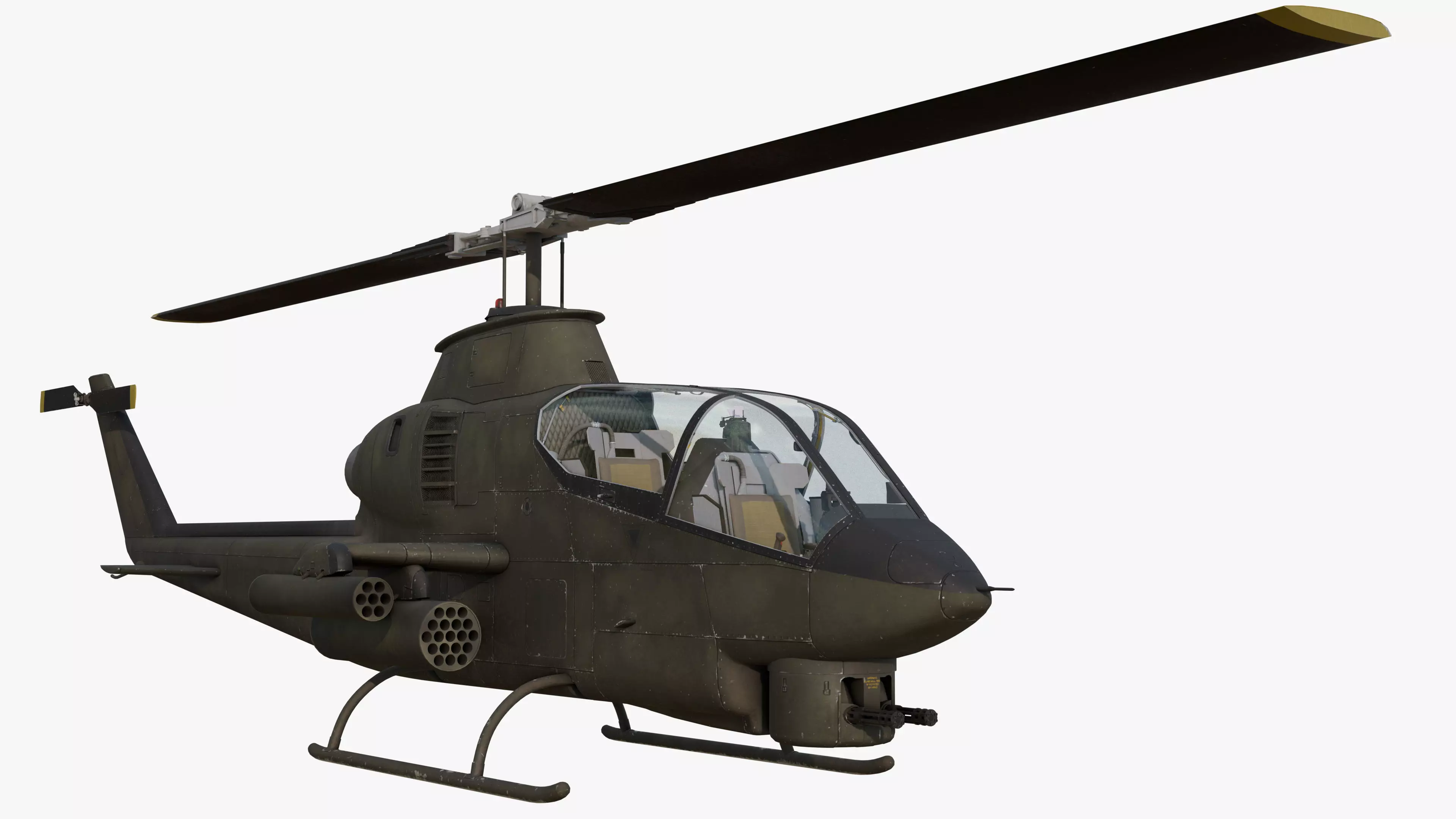 AH1G Cobra US Army Attack Helicopter Game Ready PBR 8K Model Low-poly 3D model_0