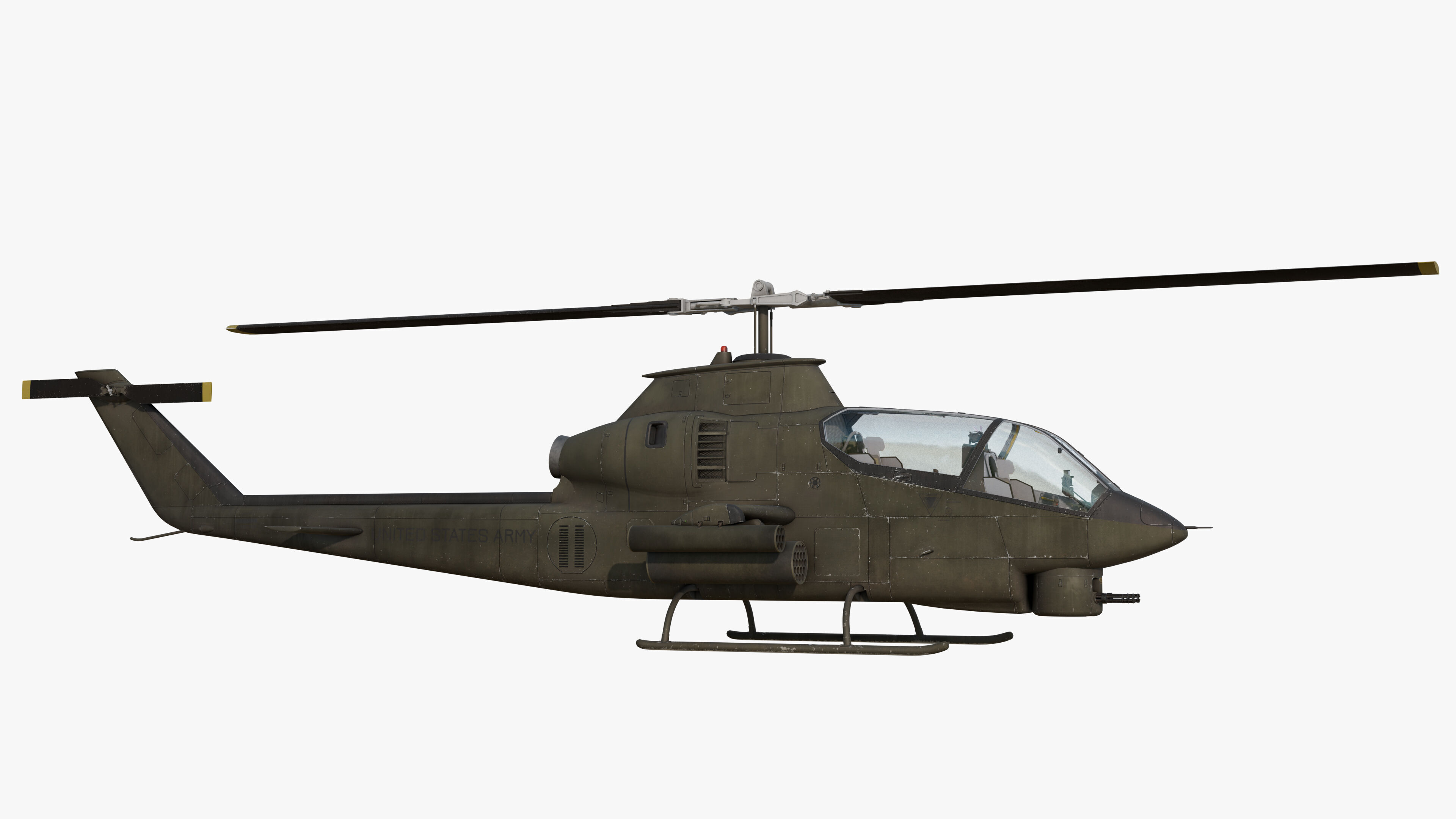 AH1G Cobra US Army Attack Helicopter Game Ready PBR 8K Model Low-poly 3D model_2