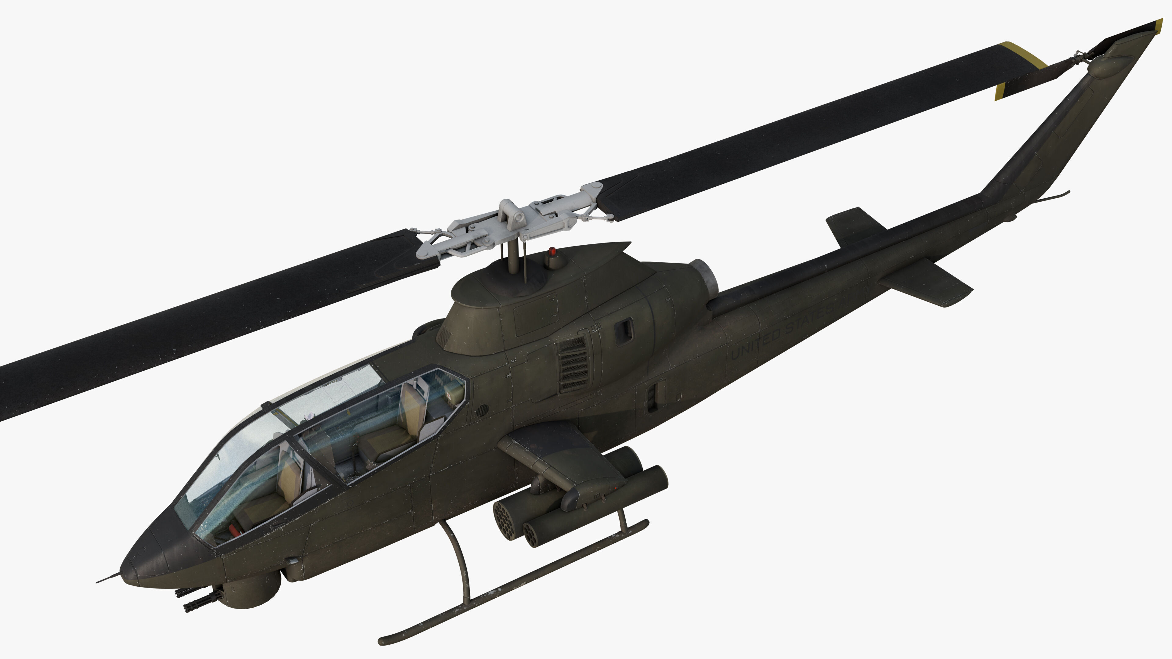 AH1G Cobra US Army Attack Helicopter Game Ready PBR 8K Model Low-poly 3D model_13