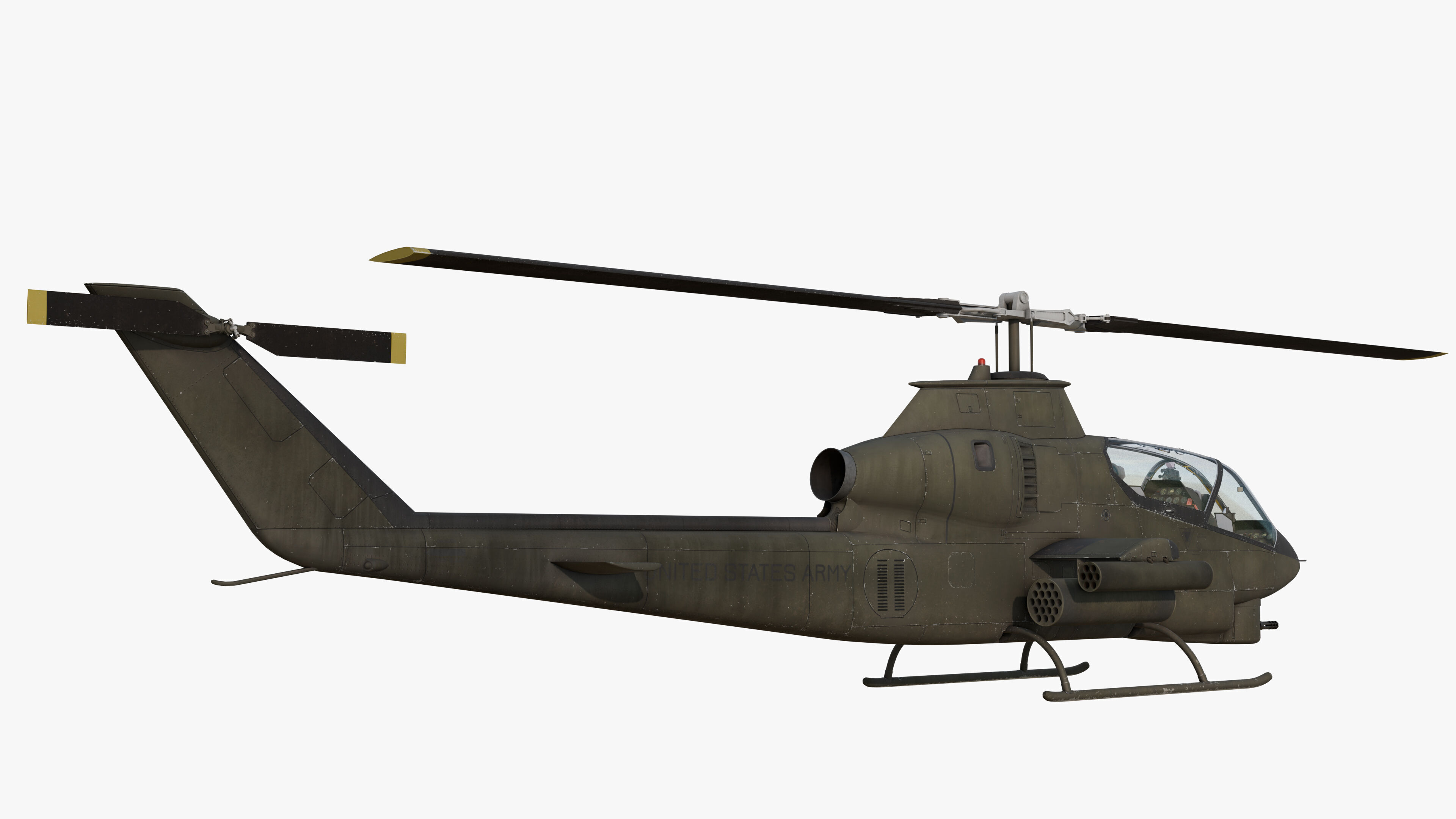 AH1G Cobra US Army Attack Helicopter Game Ready PBR 8K Model Low-poly 3D model_4