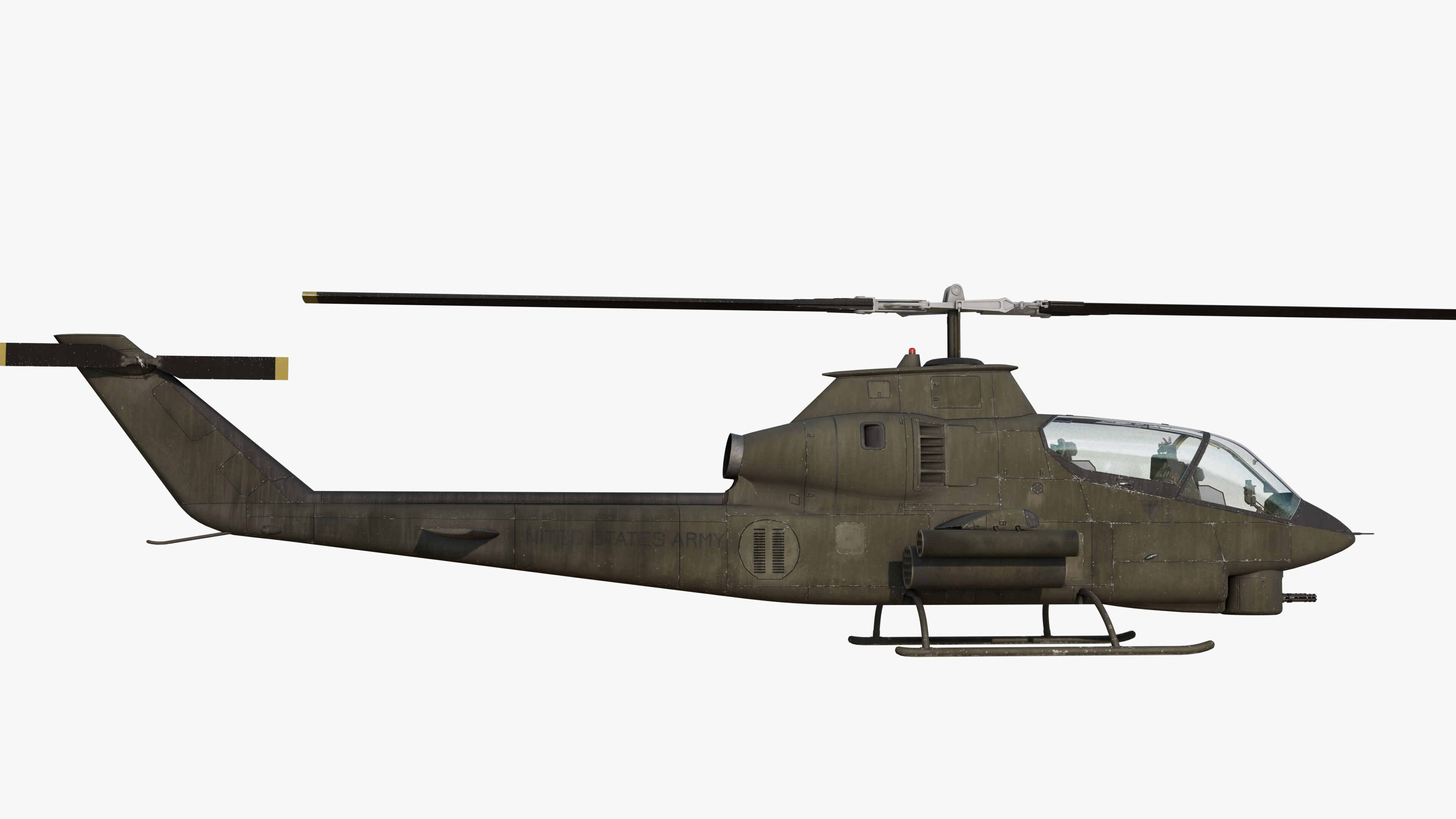 AH1G Cobra US Army Attack Helicopter Game Ready PBR 8K Model Low-poly 3D model_3