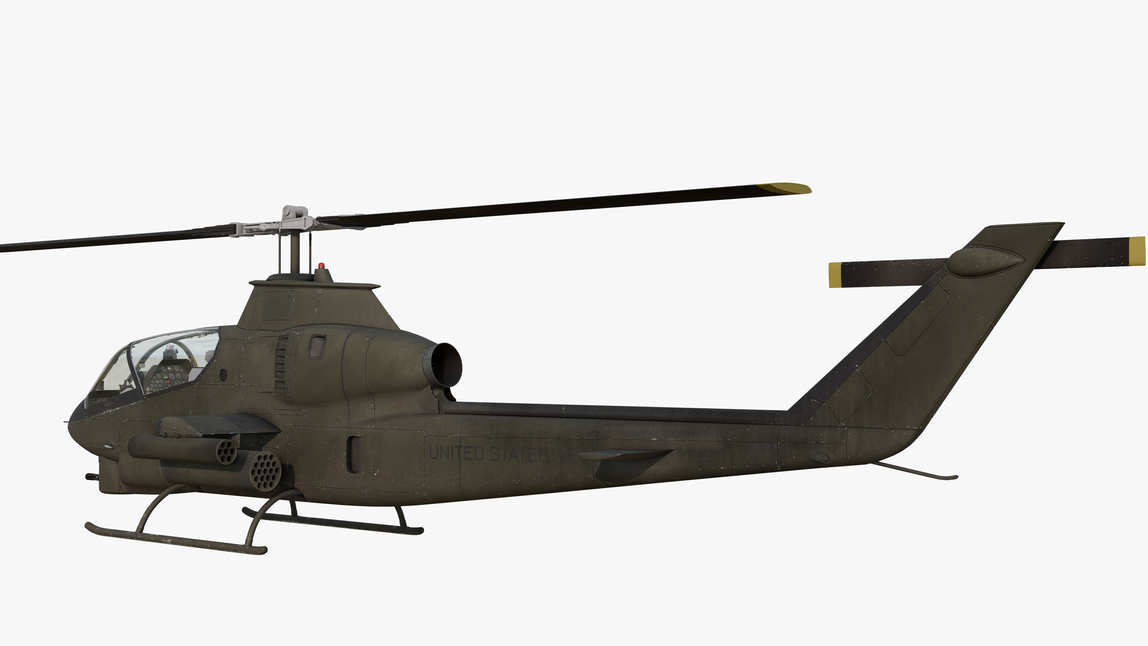 AH1G Cobra US Army Attack Helicopter Game Ready PBR 8K Model Low-poly 3D model_8