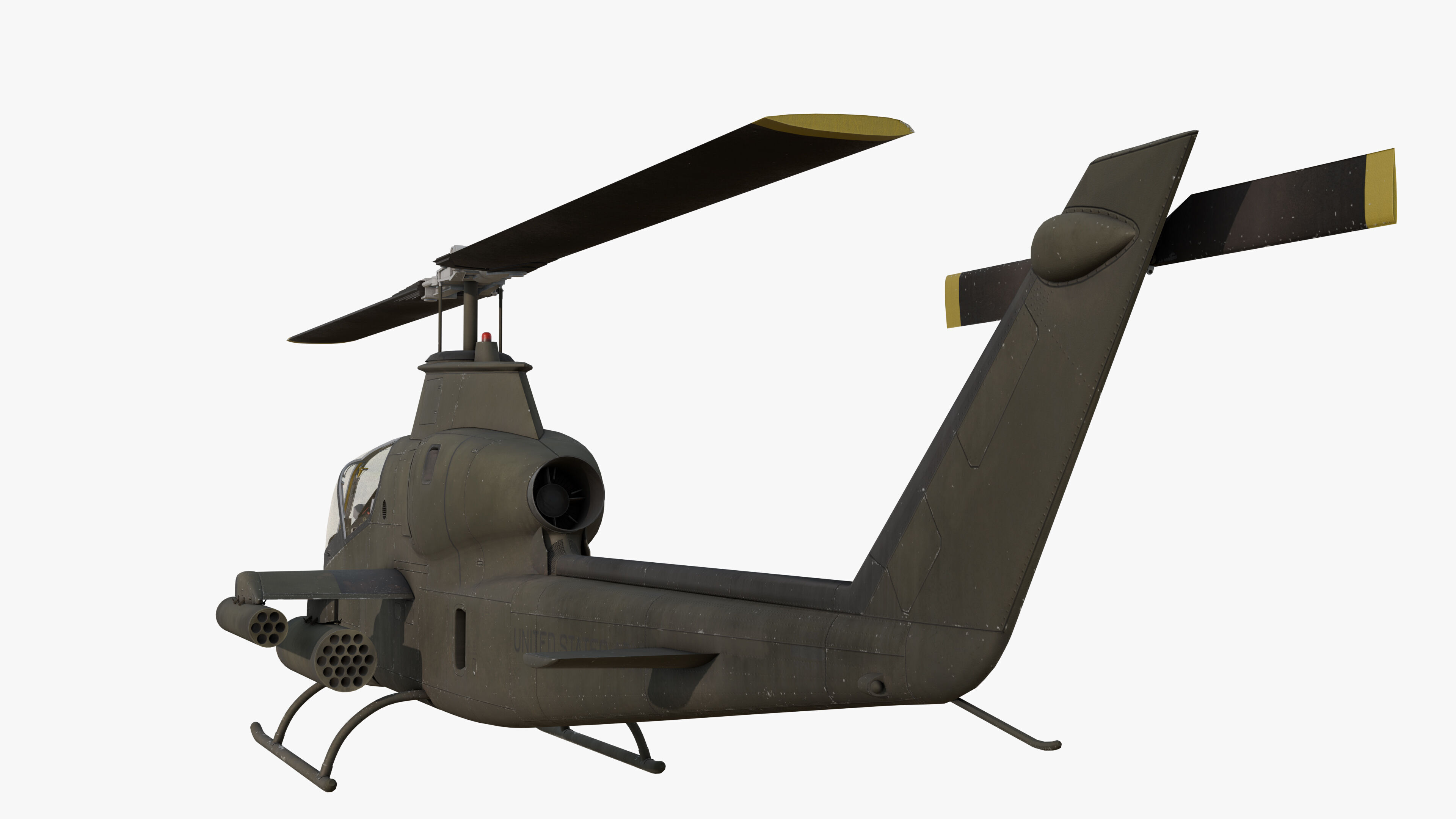 AH1G Cobra US Army Attack Helicopter Game Ready PBR 8K Model Low-poly 3D model_7