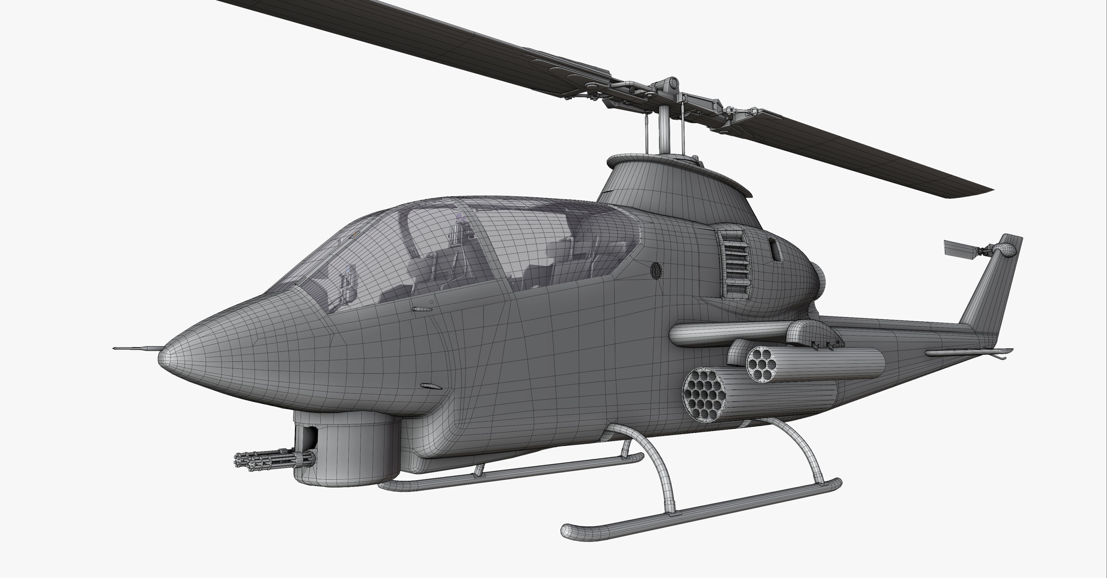 AH1G Cobra US Army Attack Helicopter Game Ready PBR 8K Model Low-poly 3D model_26
