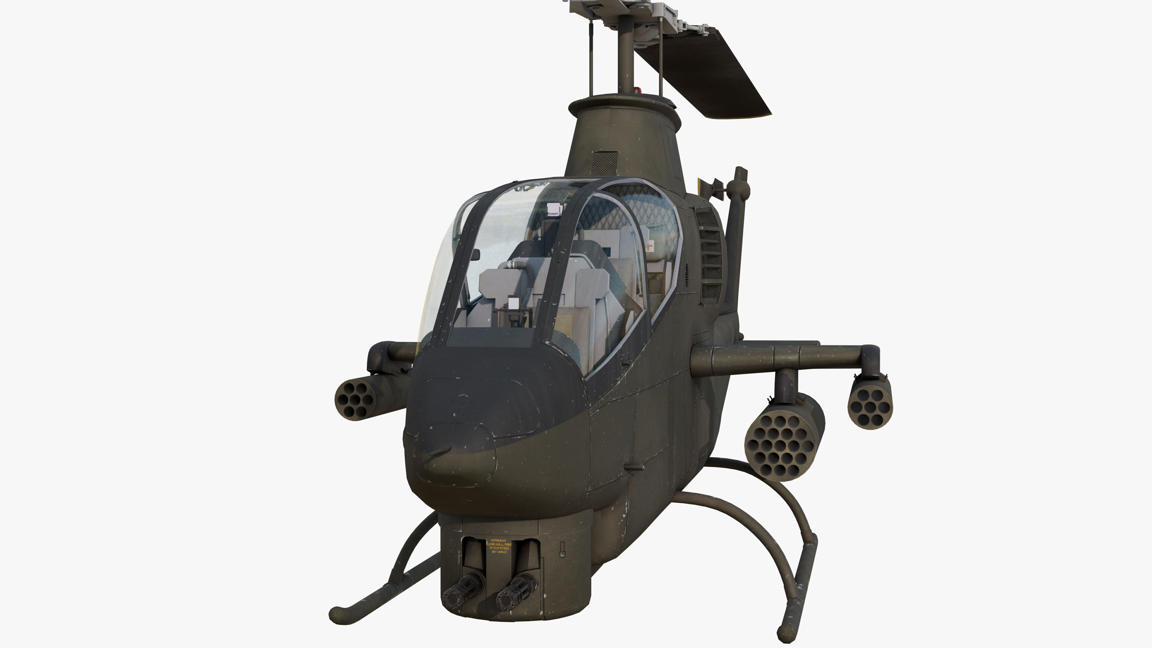 AH1G Cobra US Army Attack Helicopter Game Ready PBR 8K Model Low-poly 3D model_12