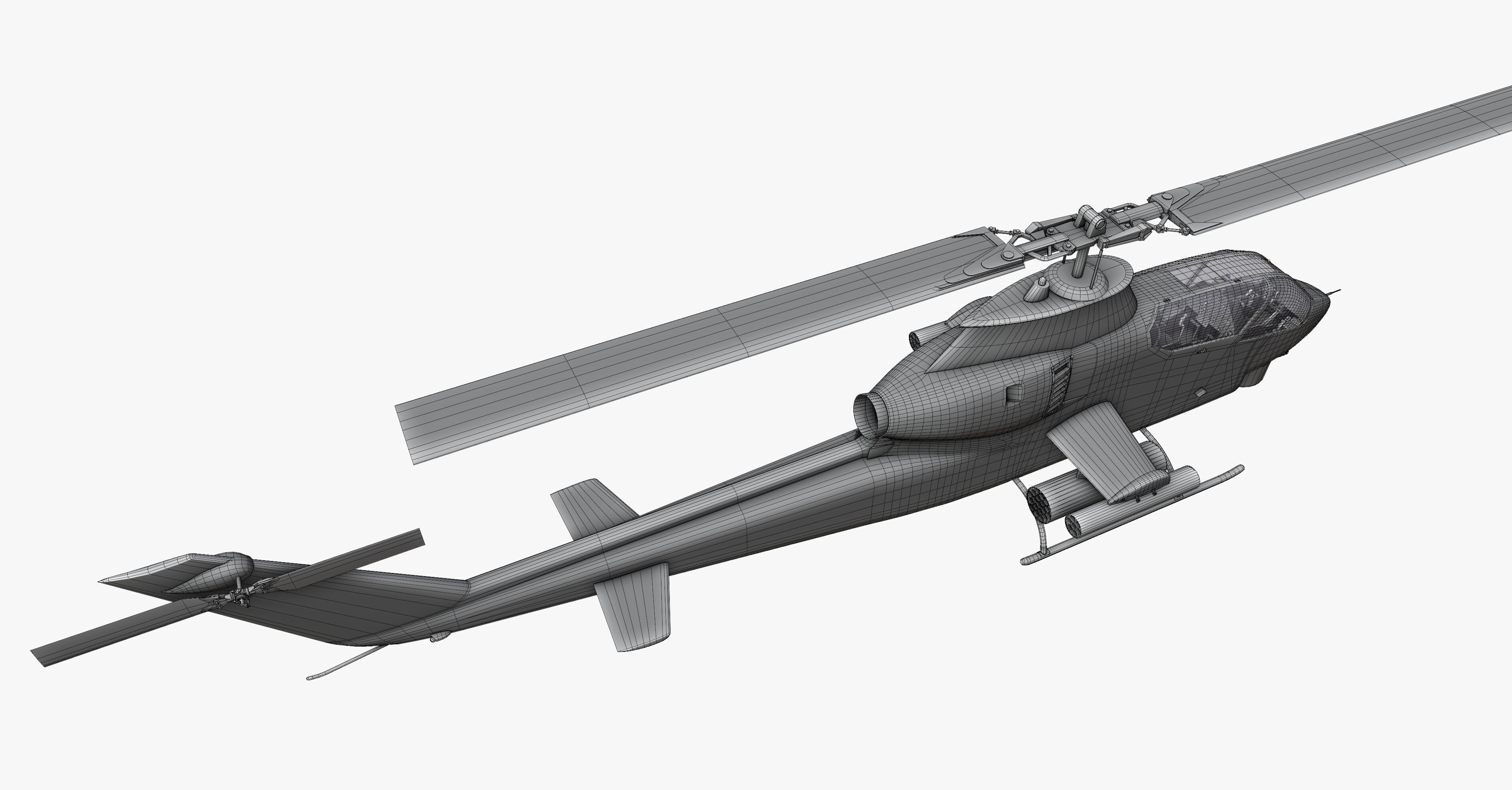 AH1G Cobra US Army Attack Helicopter Game Ready PBR 8K Model Low-poly 3D model_30