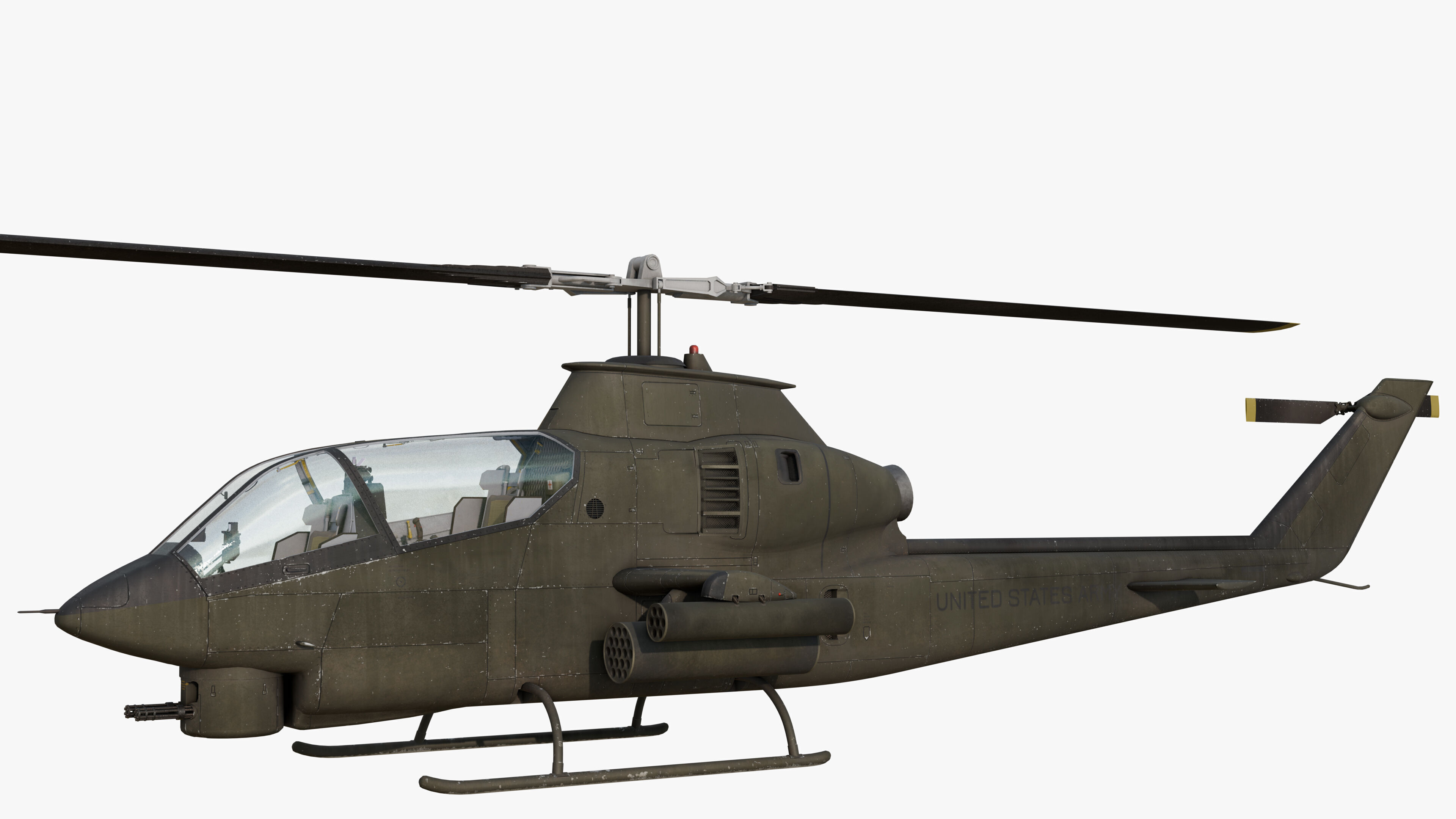 AH1G Cobra US Army Attack Helicopter Game Ready PBR 8K Model Low-poly 3D model_10