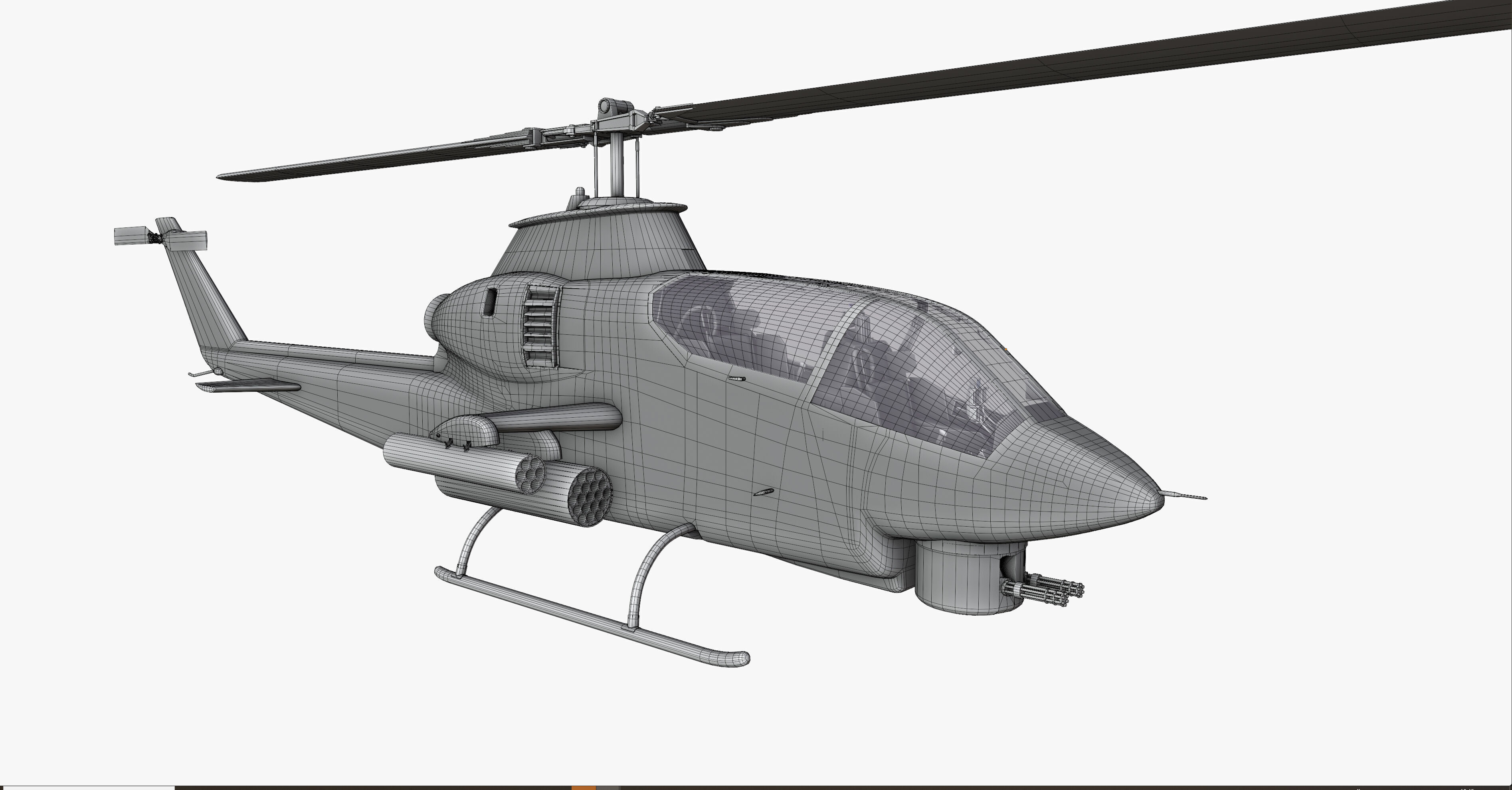 AH1G Cobra US Army Attack Helicopter Game Ready PBR 8K Model Low-poly 3D model_19