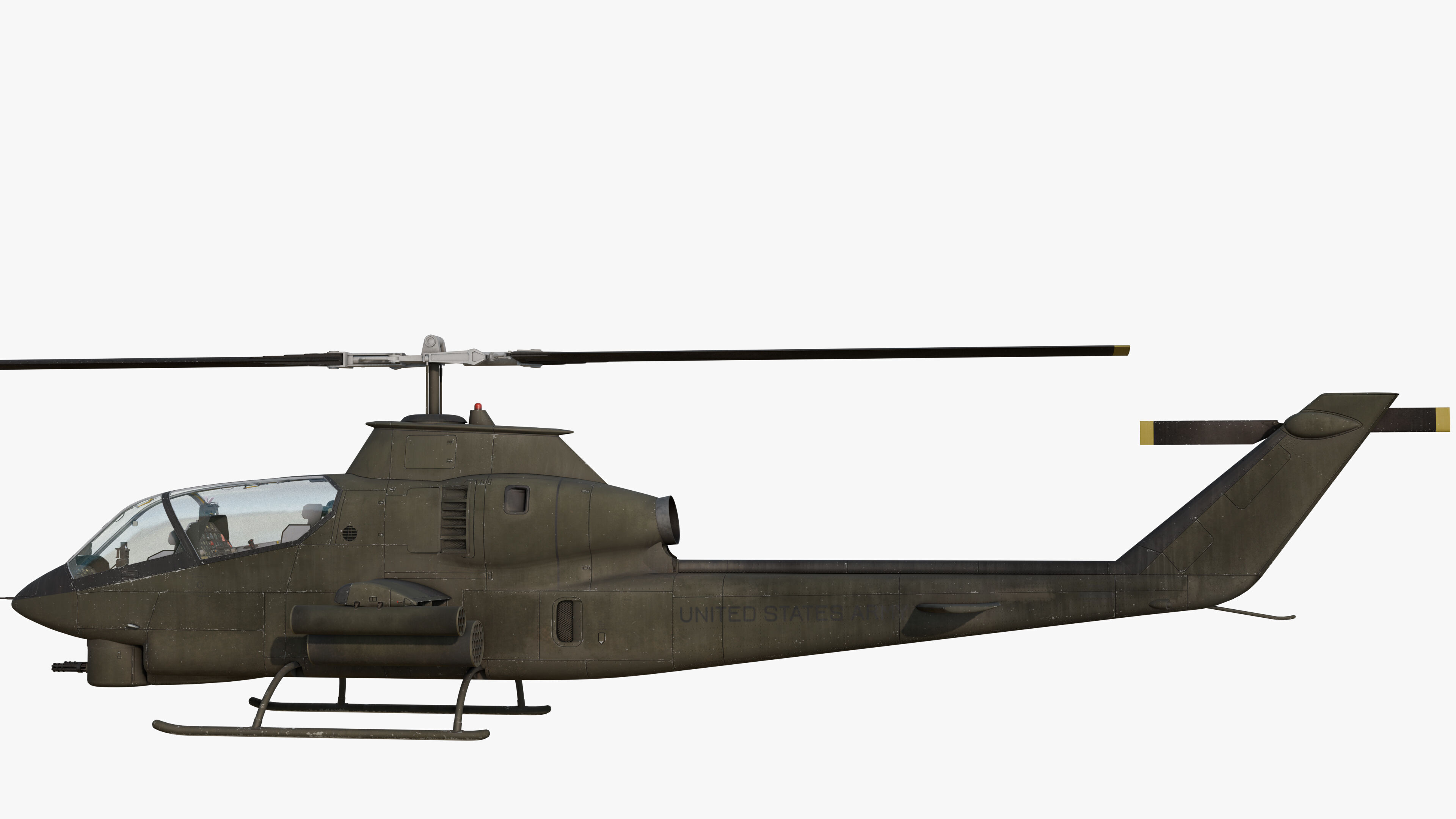 AH1G Cobra US Army Attack Helicopter Game Ready PBR 8K Model Low-poly 3D model_9