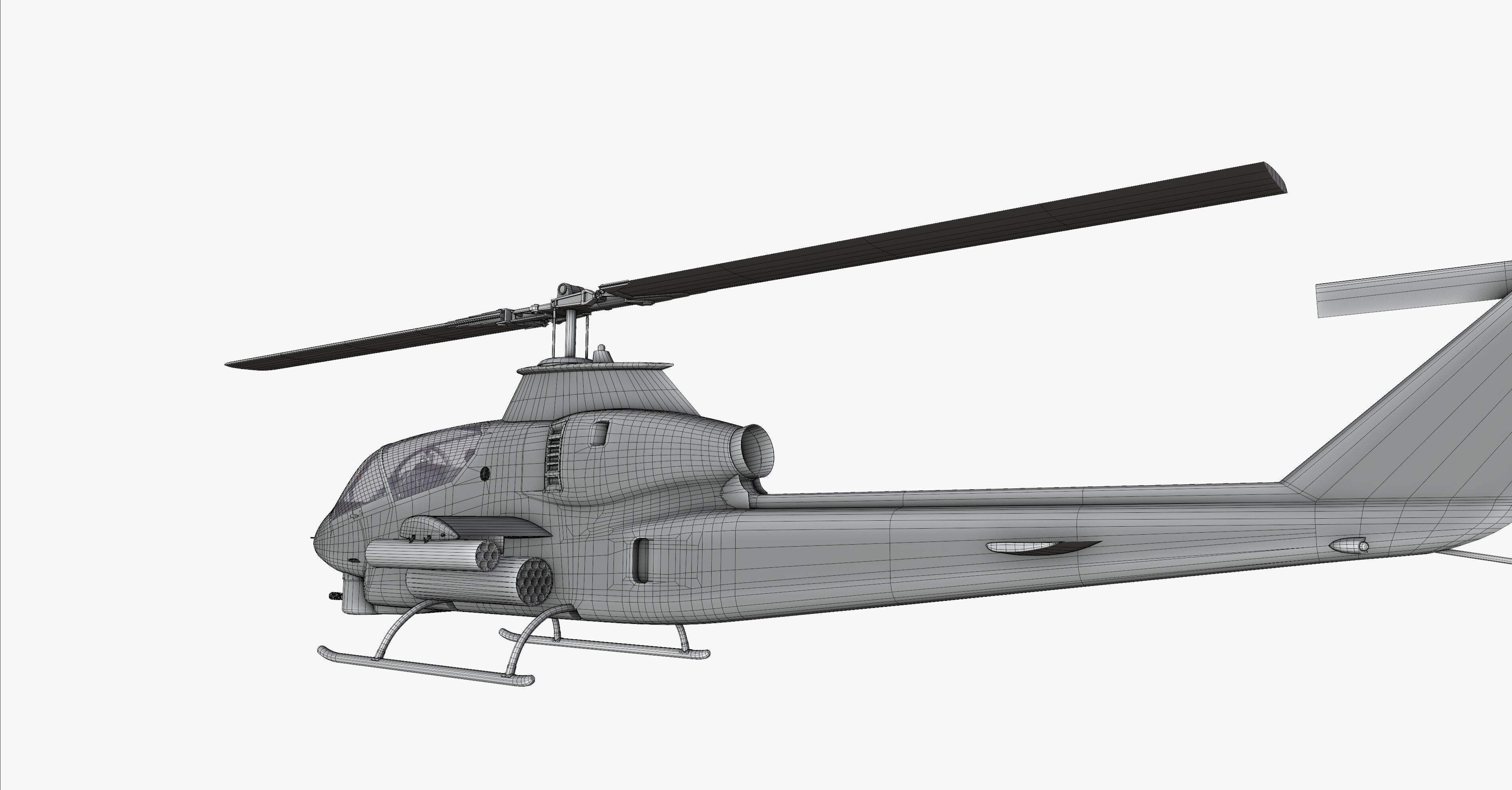 AH1G Cobra US Army Attack Helicopter Game Ready PBR 8K Model Low-poly 3D model_24