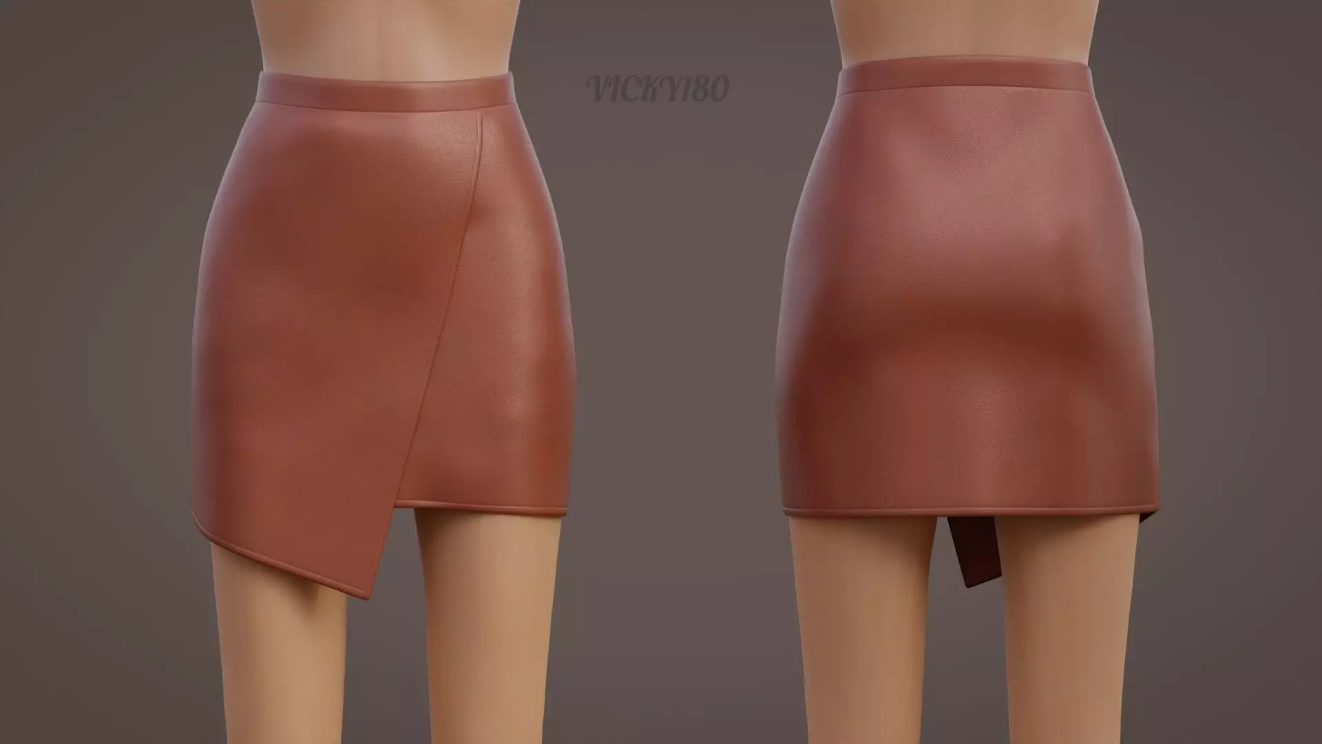 Brown Leather Mini Skirt Low-poly 3D model