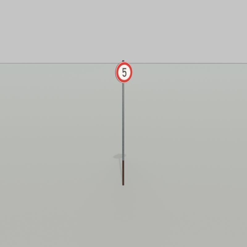 Traffic sign 274-5 Speed limit 5 km h Size-2 Low-poly 3D model_31