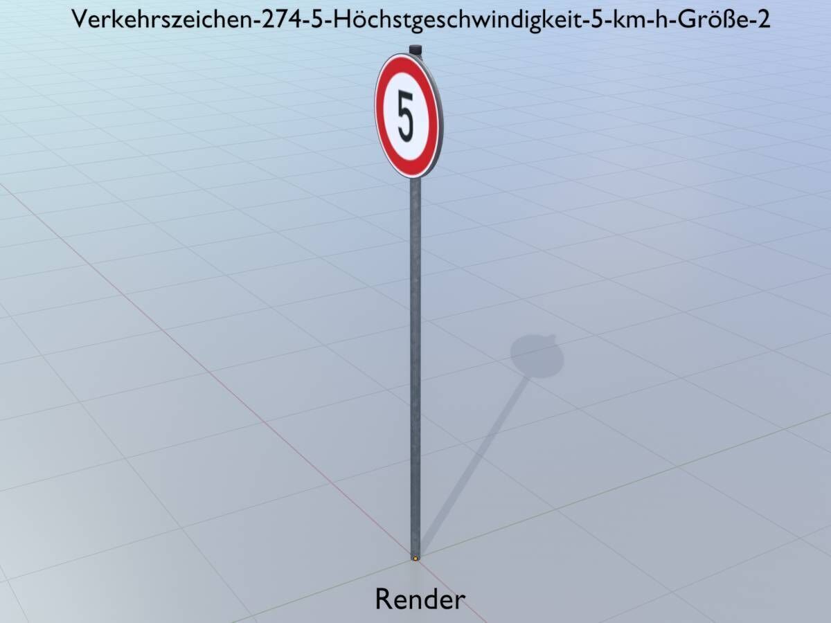 Traffic sign 274-5 Speed limit 5 km h Size-2 Low-poly 3D model_13