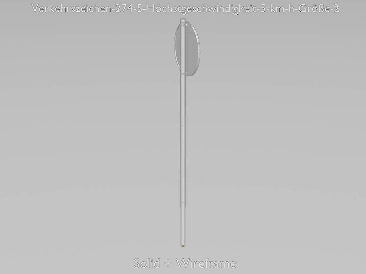 Traffic sign 274-5 Speed limit 5 km h Size-2 Low-poly 3D model_11