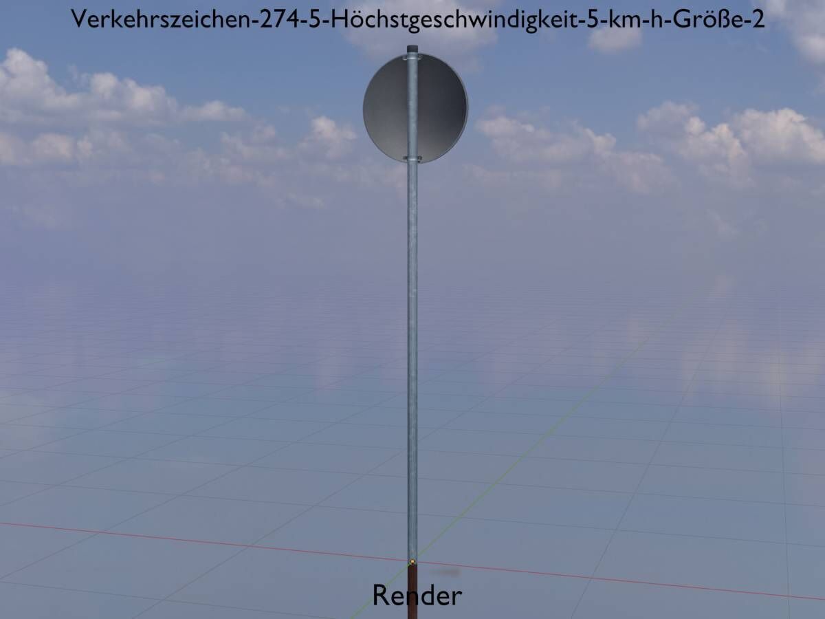 Traffic sign 274-5 Speed limit 5 km h Size-2 Low-poly 3D model_19