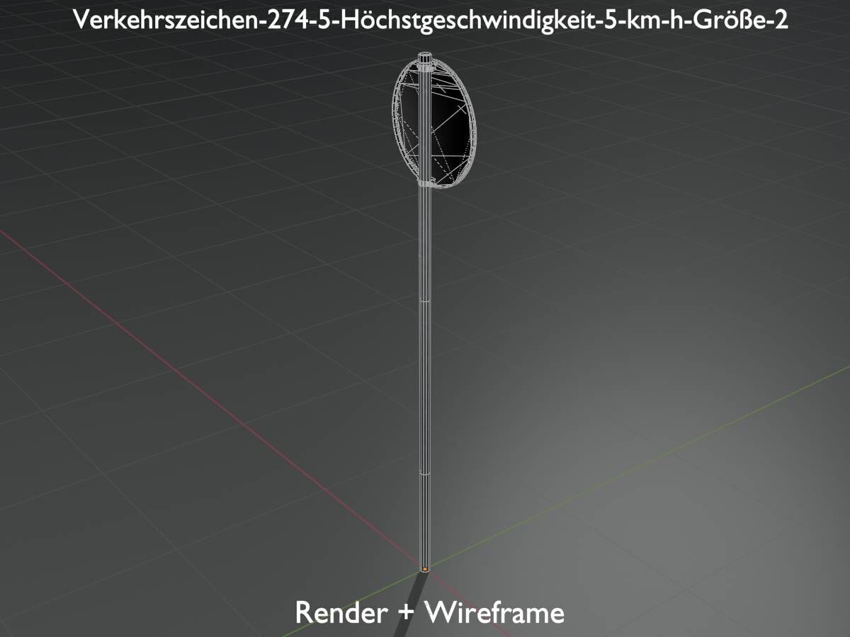 Traffic sign 274-5 Speed limit 5 km h Size-2 Low-poly 3D model_7