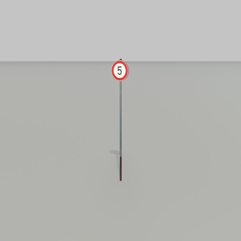 Traffic sign 274-5 Speed limit 5 km h Size-2 Low-poly 3D model_34