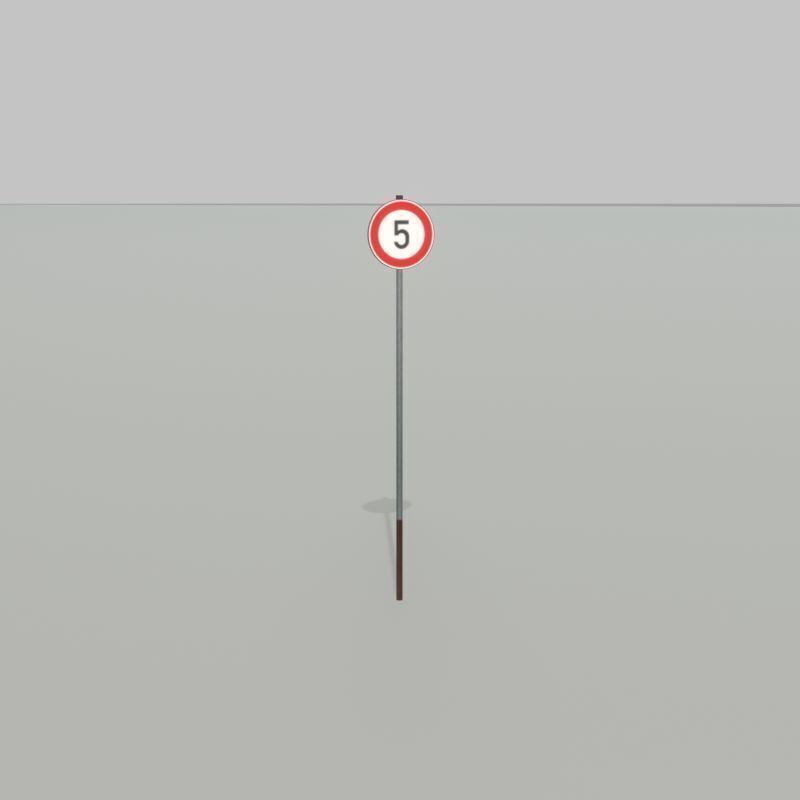 Traffic sign 274-5 Speed limit 5 km h Size-2 Low-poly 3D model_33