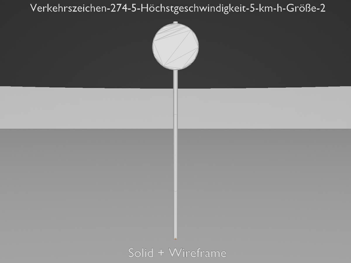 Traffic sign 274-5 Speed limit 5 km h Size-2 Low-poly 3D model_12