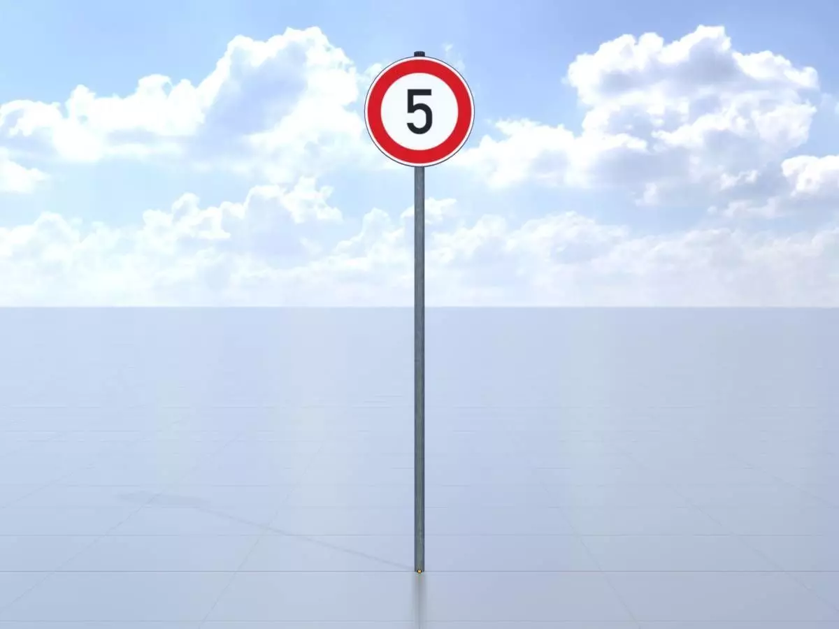 Traffic sign 274-5 Speed limit 5 km h Size-2 Low-poly 3D model_0