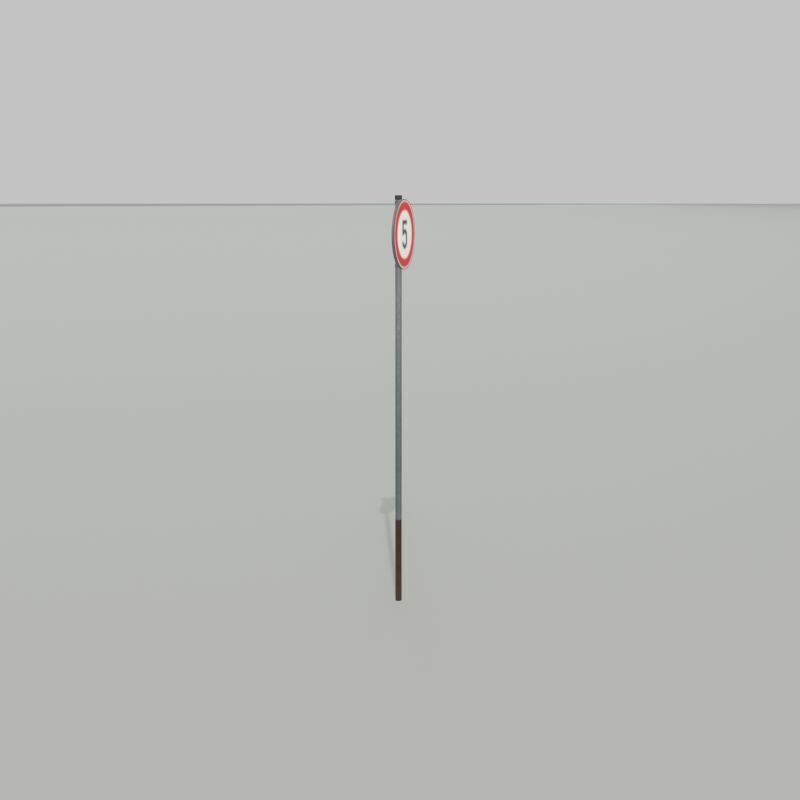 Traffic sign 274-5 Speed limit 5 km h Size-2 Low-poly 3D model_29