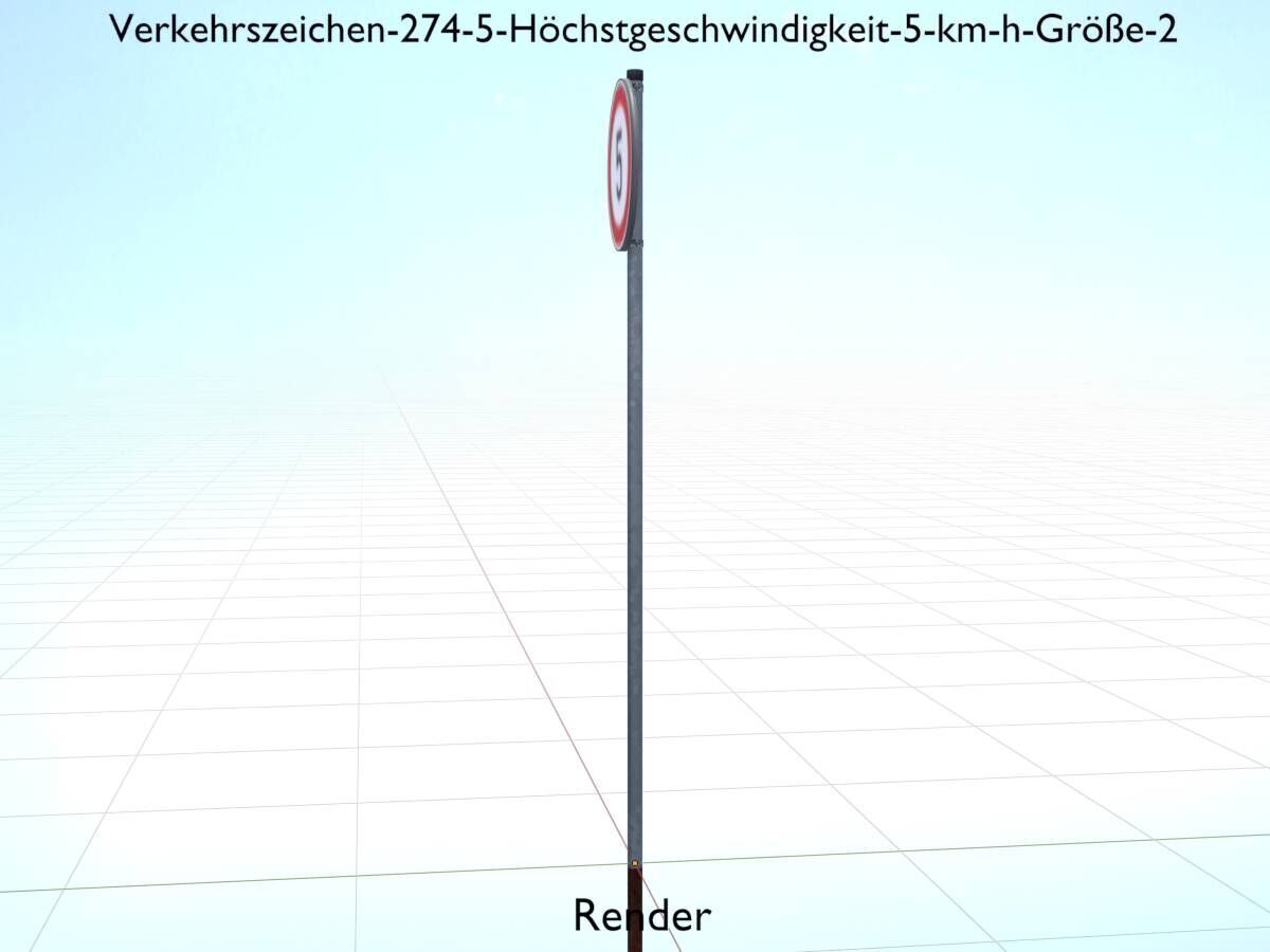 Traffic sign 274-5 Speed limit 5 km h Size-2 Low-poly 3D model_18