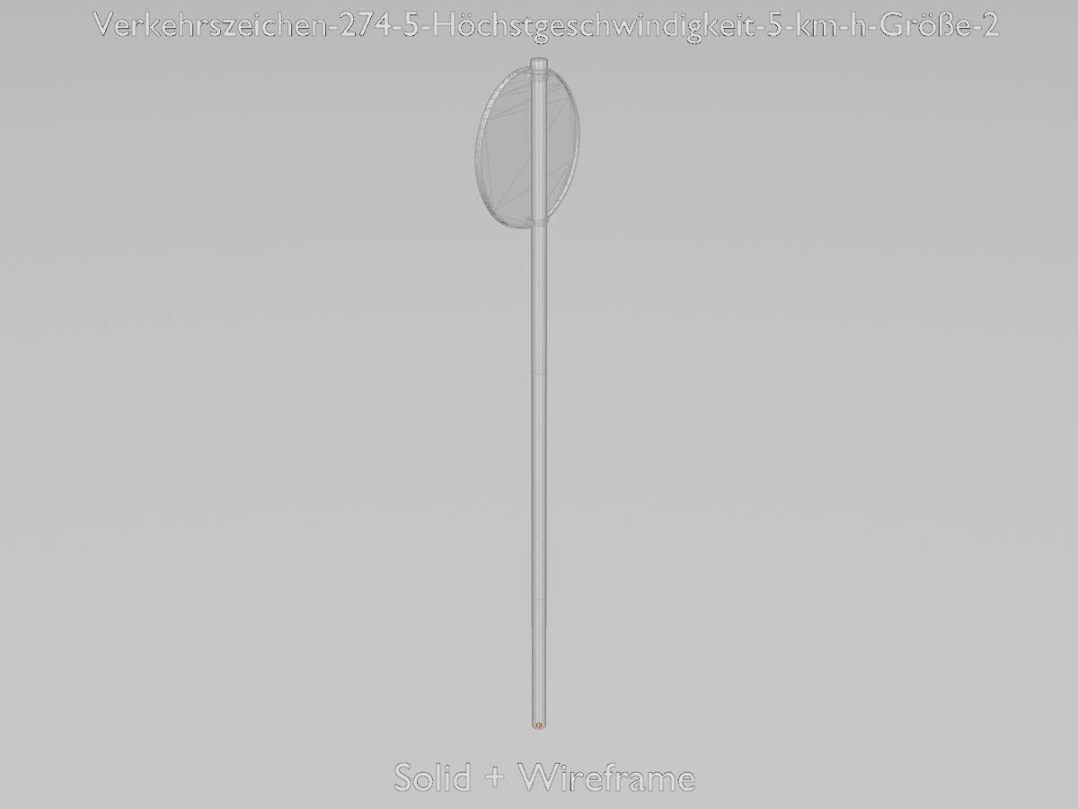 Traffic sign 274-5 Speed limit 5 km h Size-2 Low-poly 3D model_10