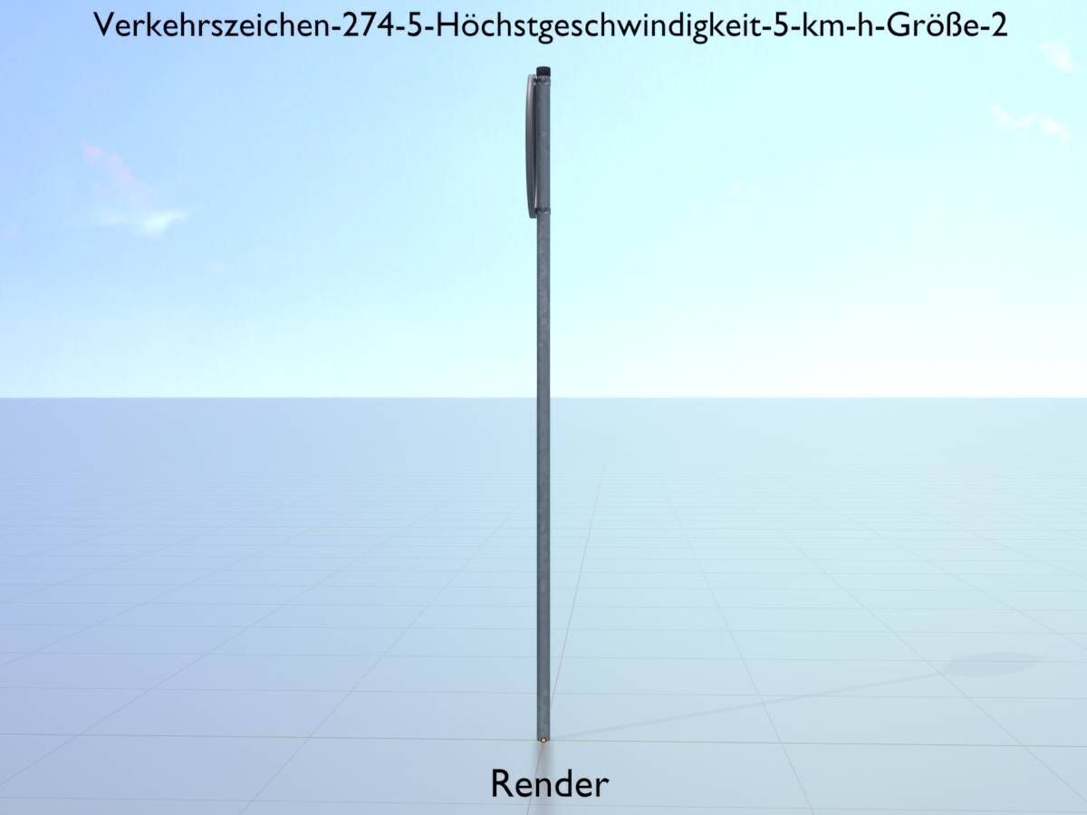 Traffic sign 274-5 Speed limit 5 km h Size-2 Low-poly 3D model_14