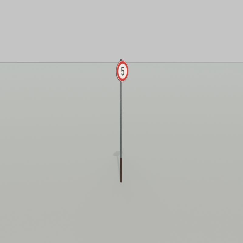 Traffic sign 274-5 Speed limit 5 km h Size-2 Low-poly 3D model_30