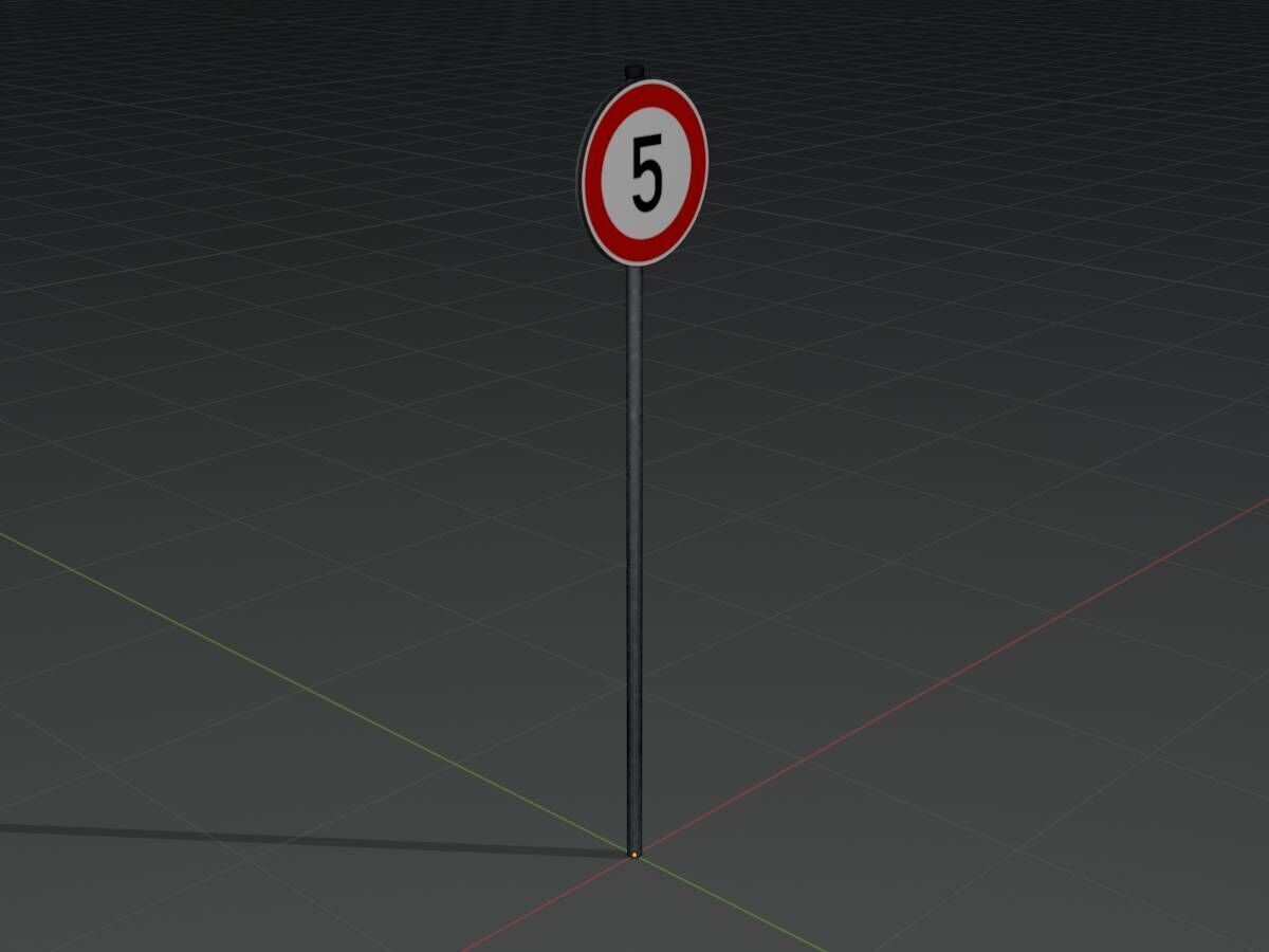 Traffic sign 274-5 Speed limit 5 km h Size-2 Low-poly 3D model_4