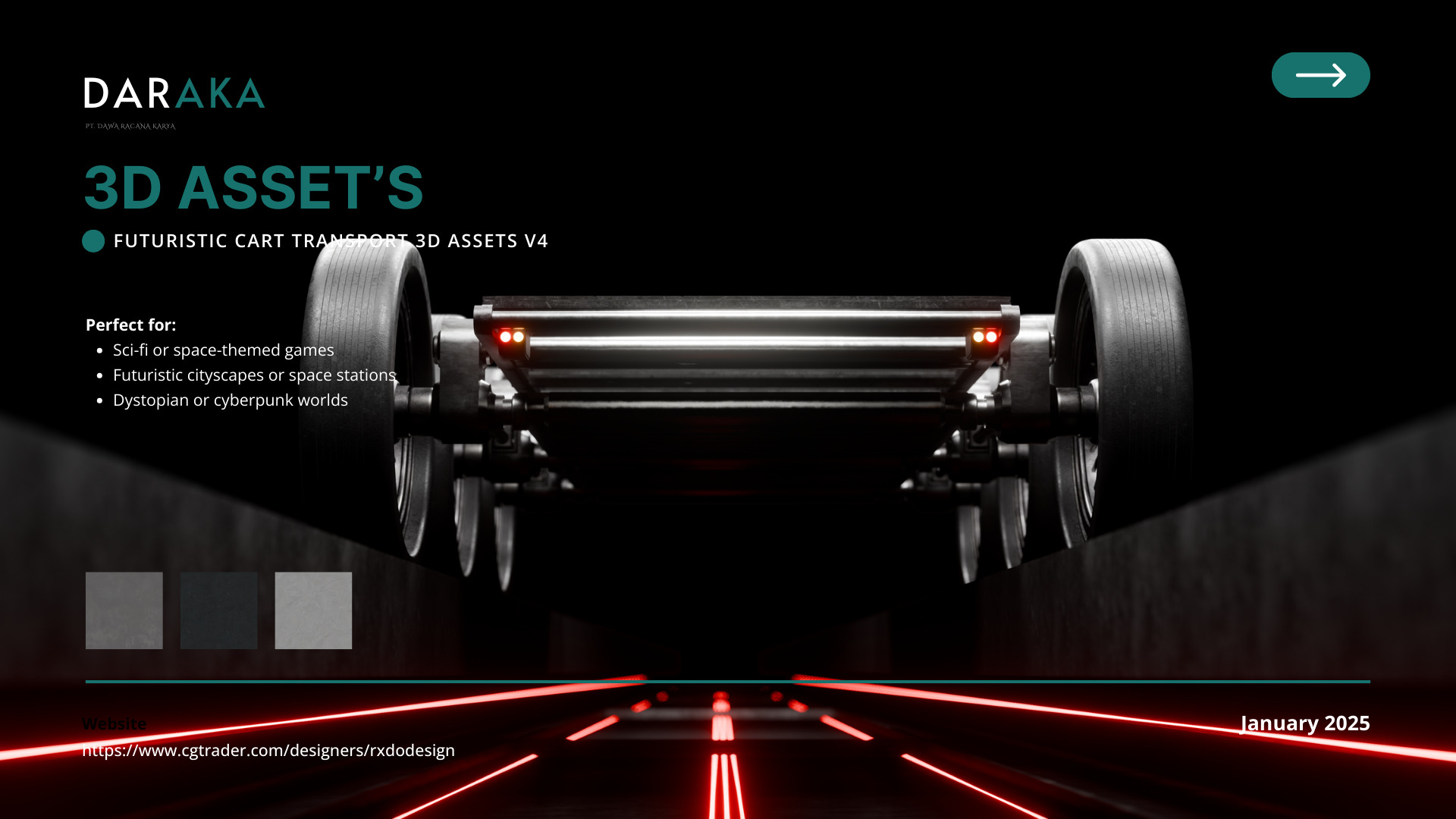 Futuristic cart transport 3d assets V4 Base Low-poly 3D model_5