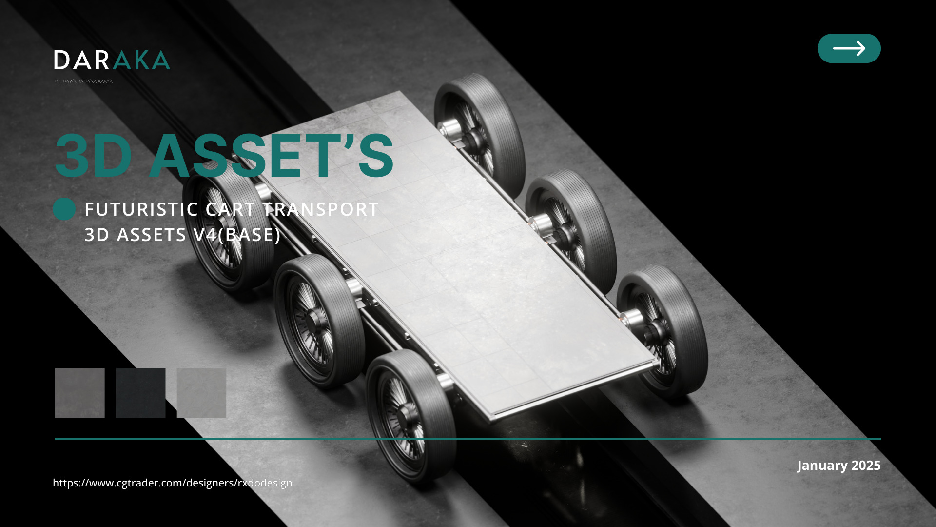 Futuristic cart transport 3d assets V4 Base Low-poly 3D model_2