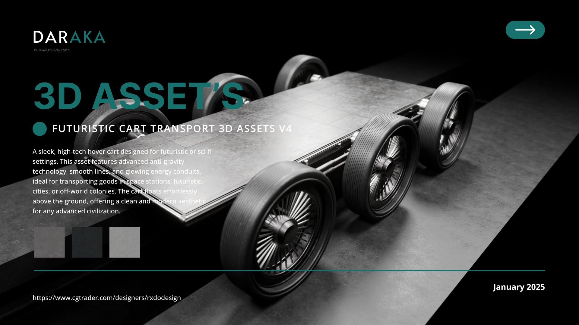 Futuristic cart transport 3d assets V4 Base Low-poly 3D model_3