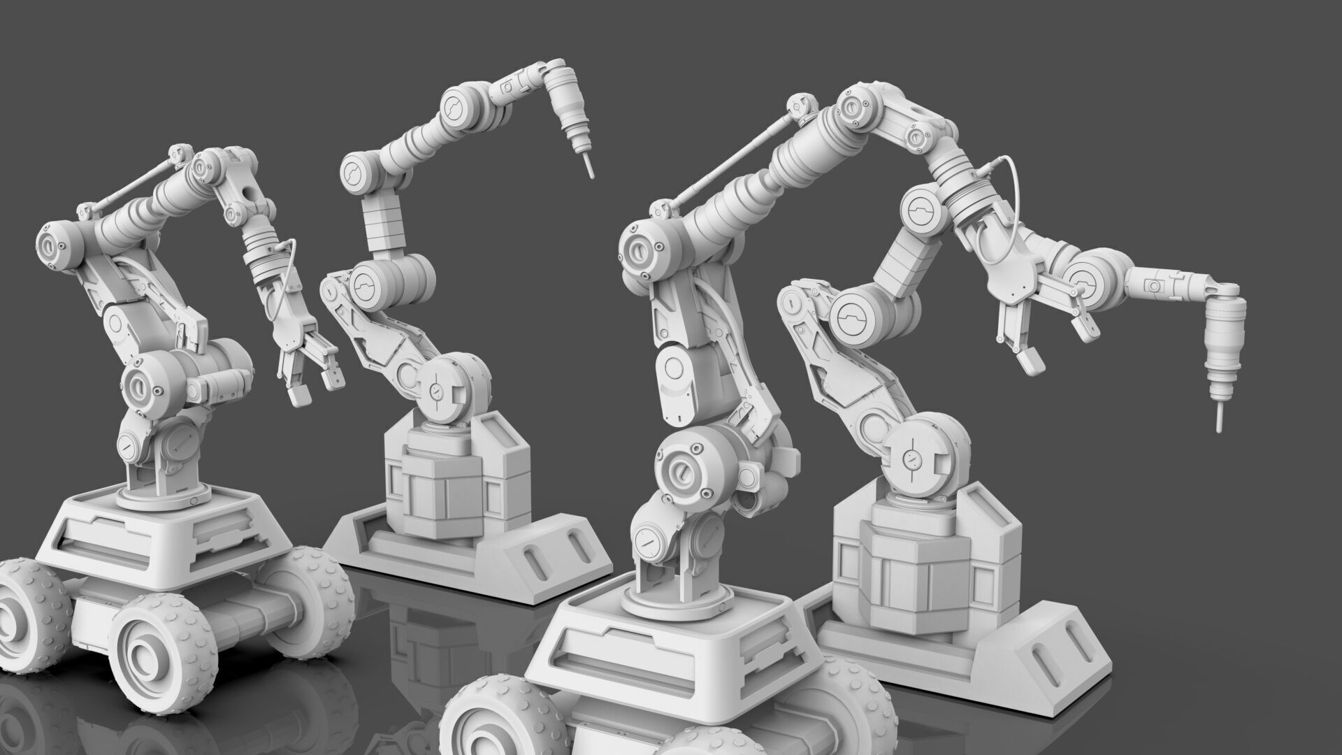 Industrial Robot Arms Pack Of 2  -Untextured  3D model_10
